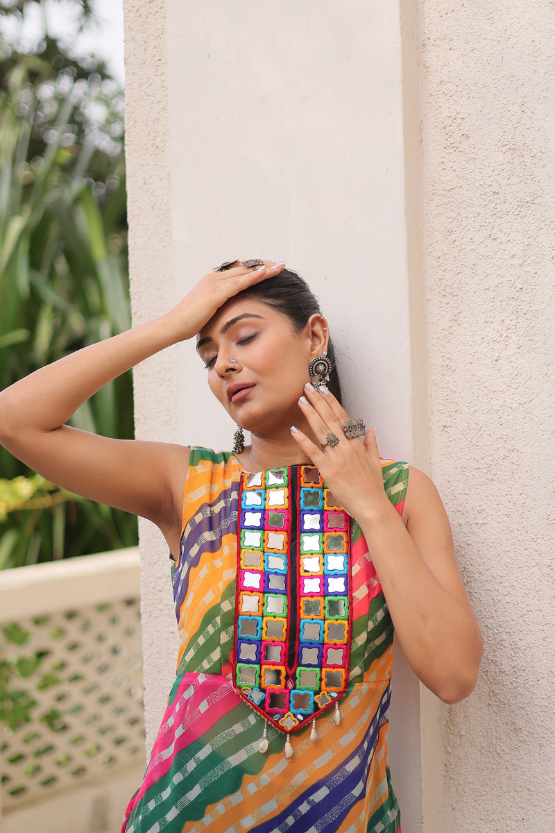 Womenline Multi Color Georgette Navratri Kurti
