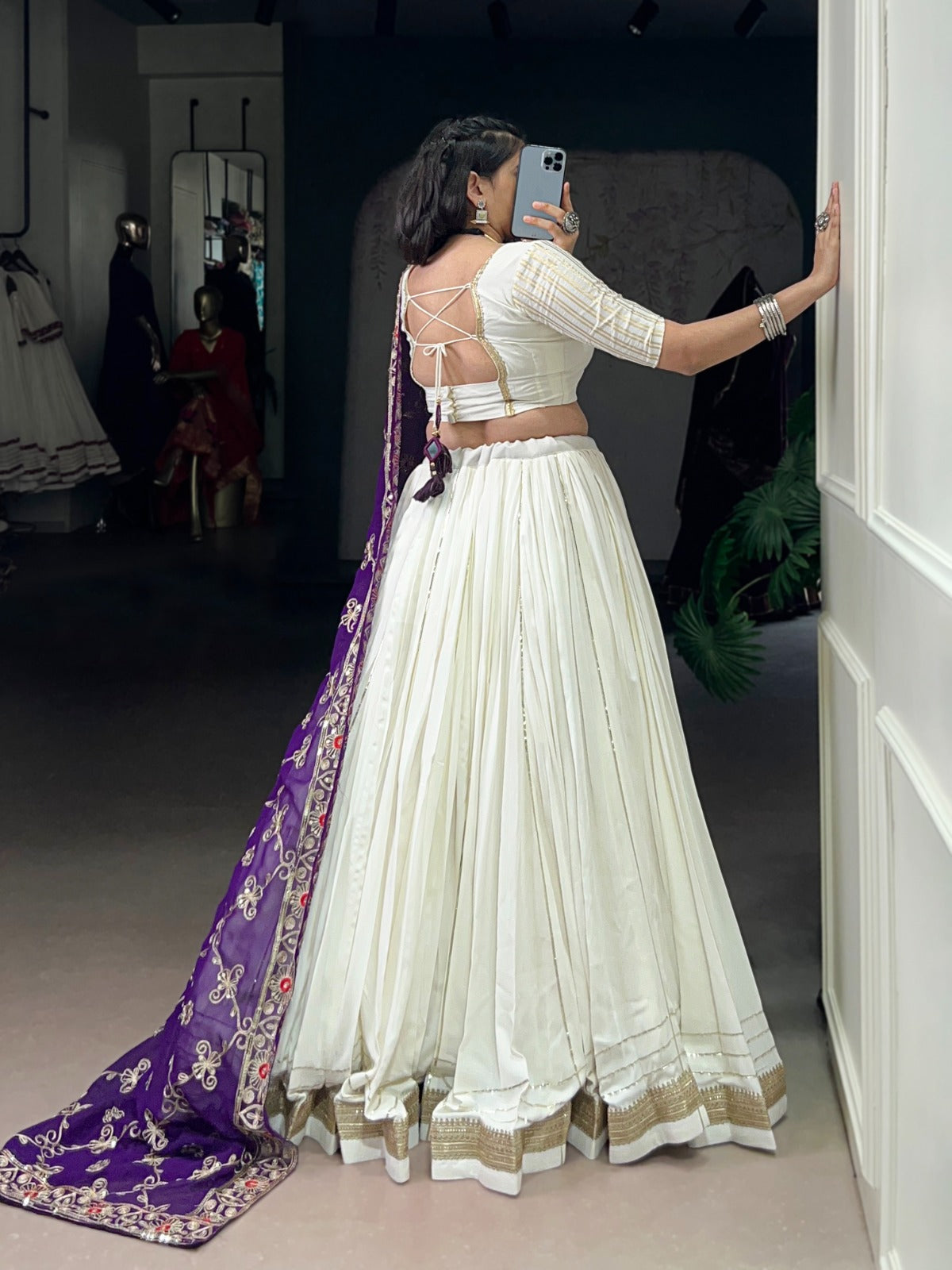 Womenline Traditional White Color Pure Rayon Lehenga Choli