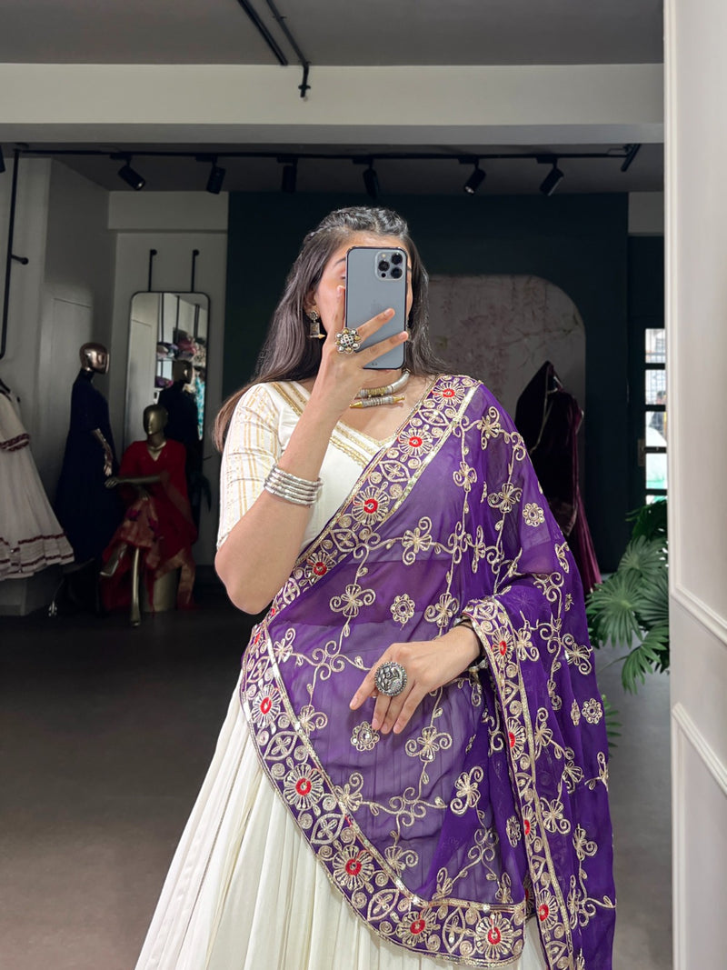Womenline Traditional White Color Pure Rayon Lehenga Choli