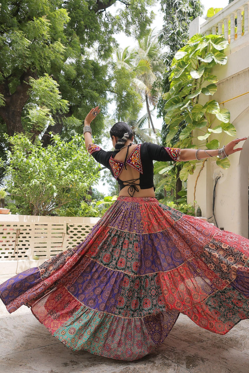 Womenline Multi Color Cotton Navratri Lehenga Choli