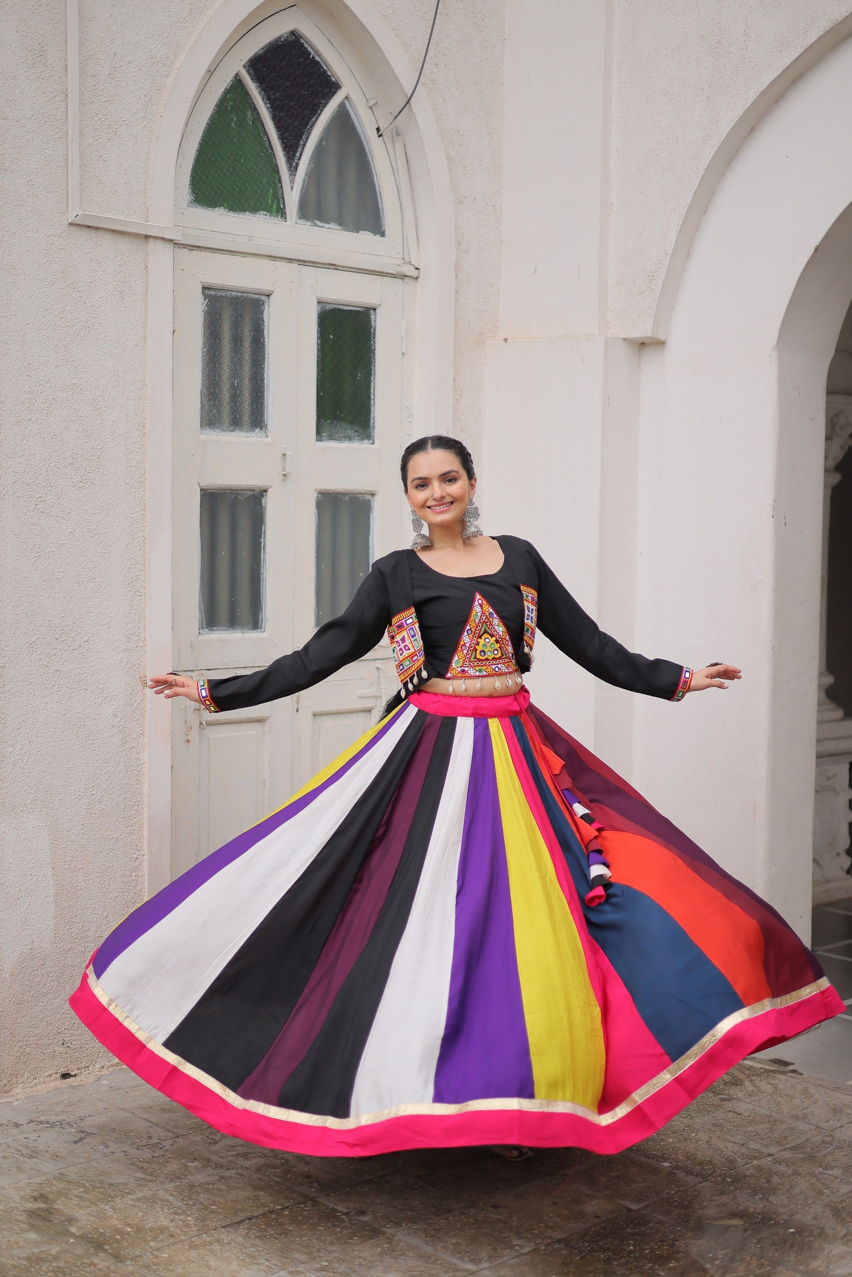 Womenline Multicolor Roman Navratri Lehenga Choli
