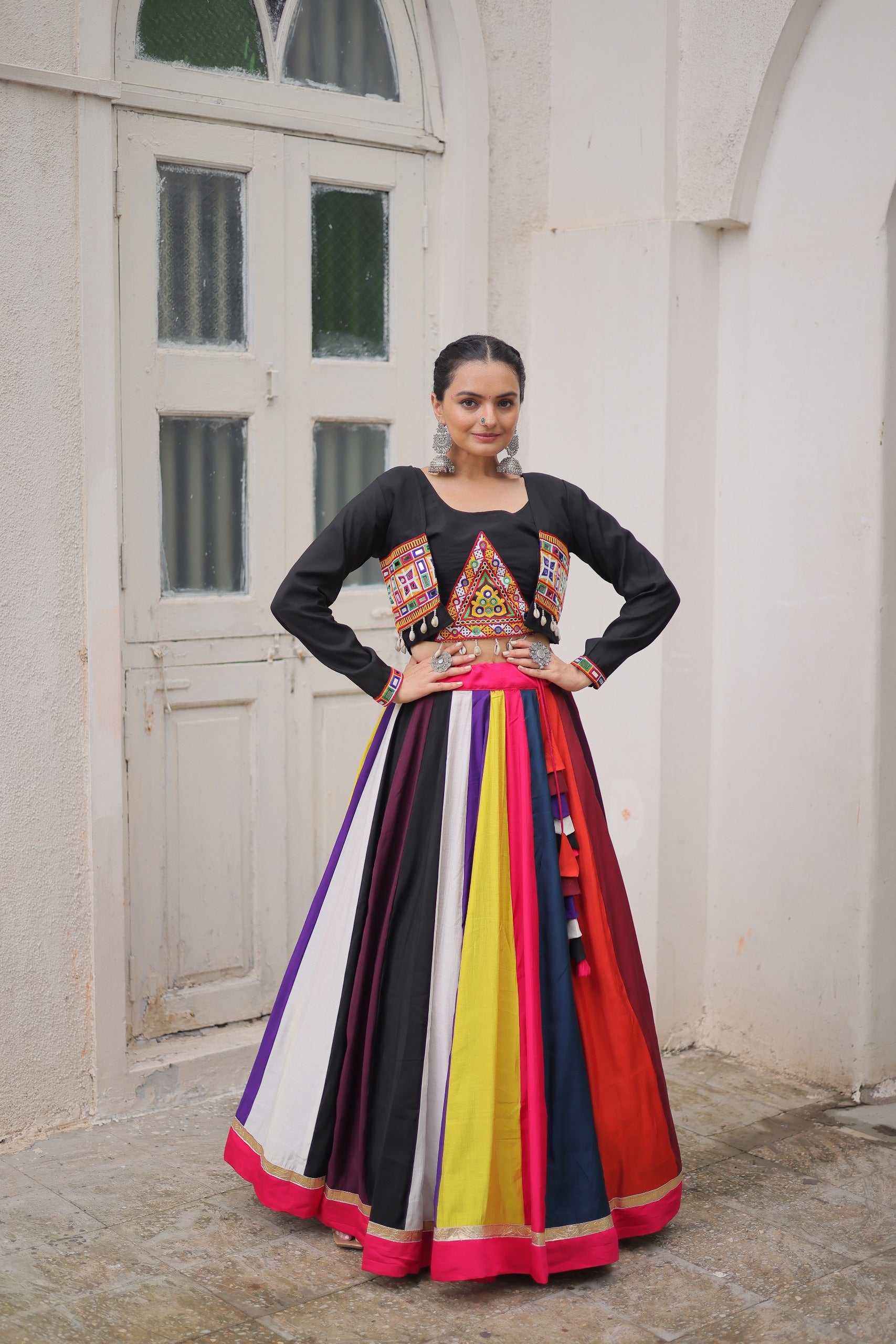 Womenline Multicolor Roman Navratri Lehenga Choli