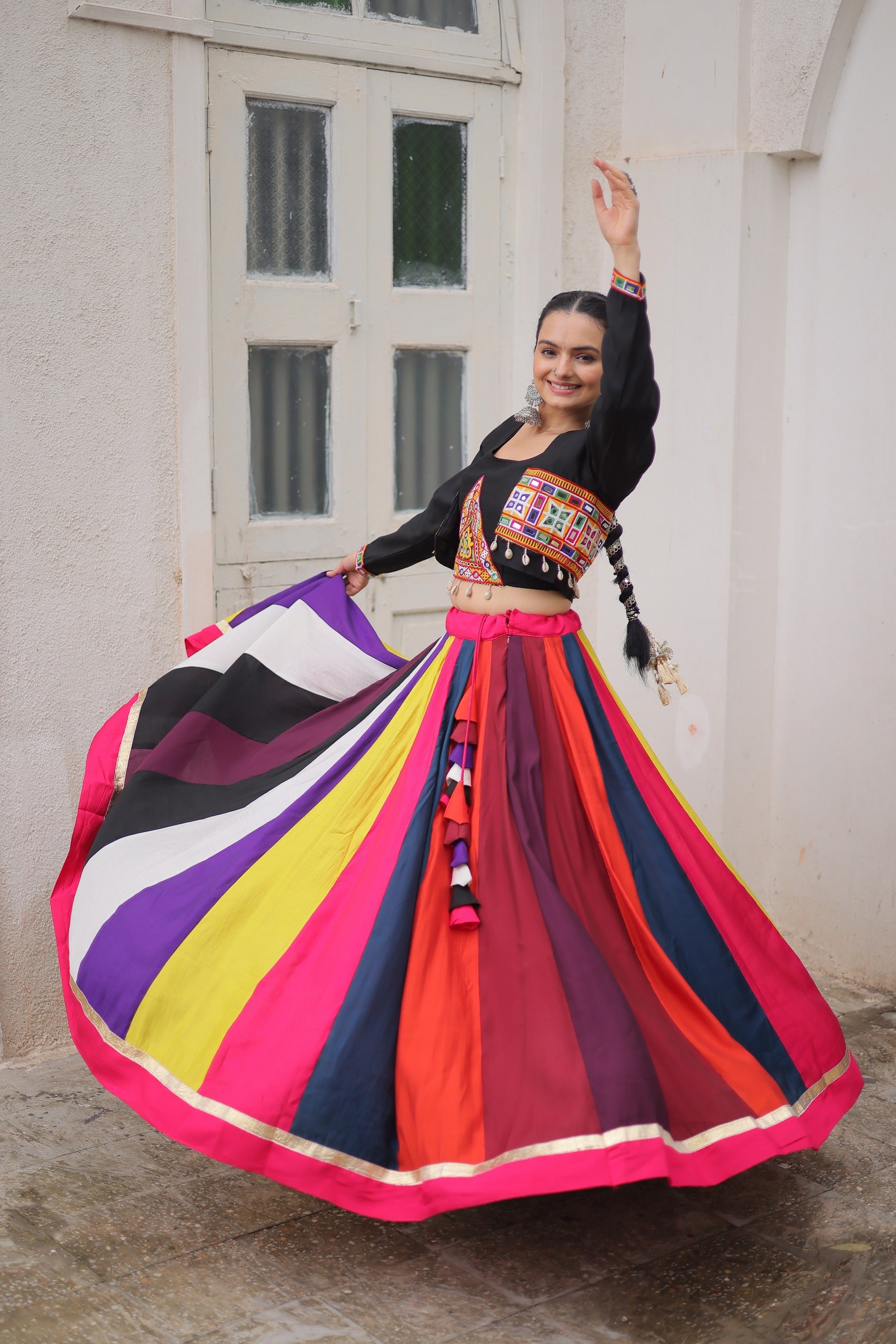 Womenline Multicolor Roman Navratri Lehenga Choli