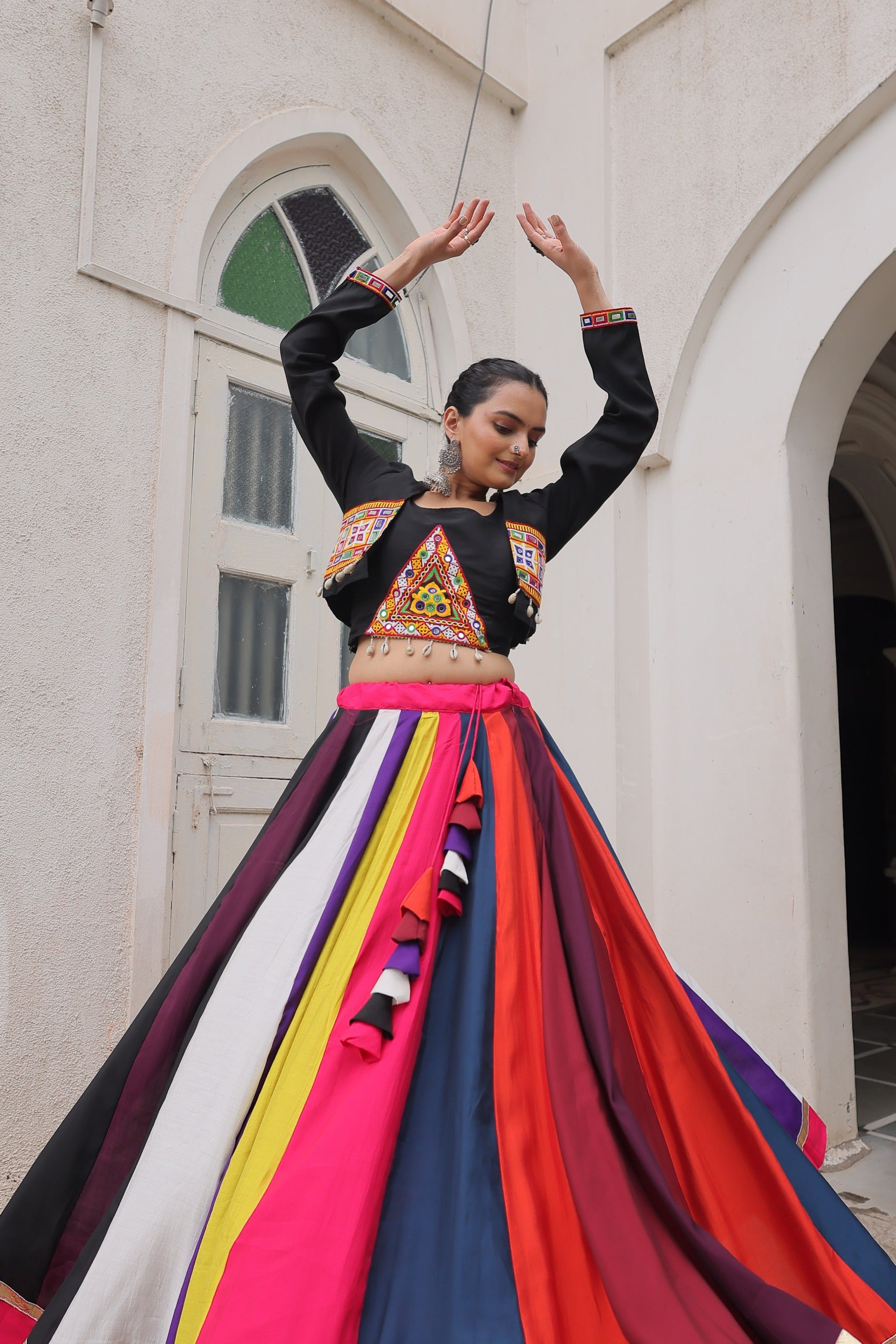 Womenline Multicolor Roman Navratri Lehenga Choli