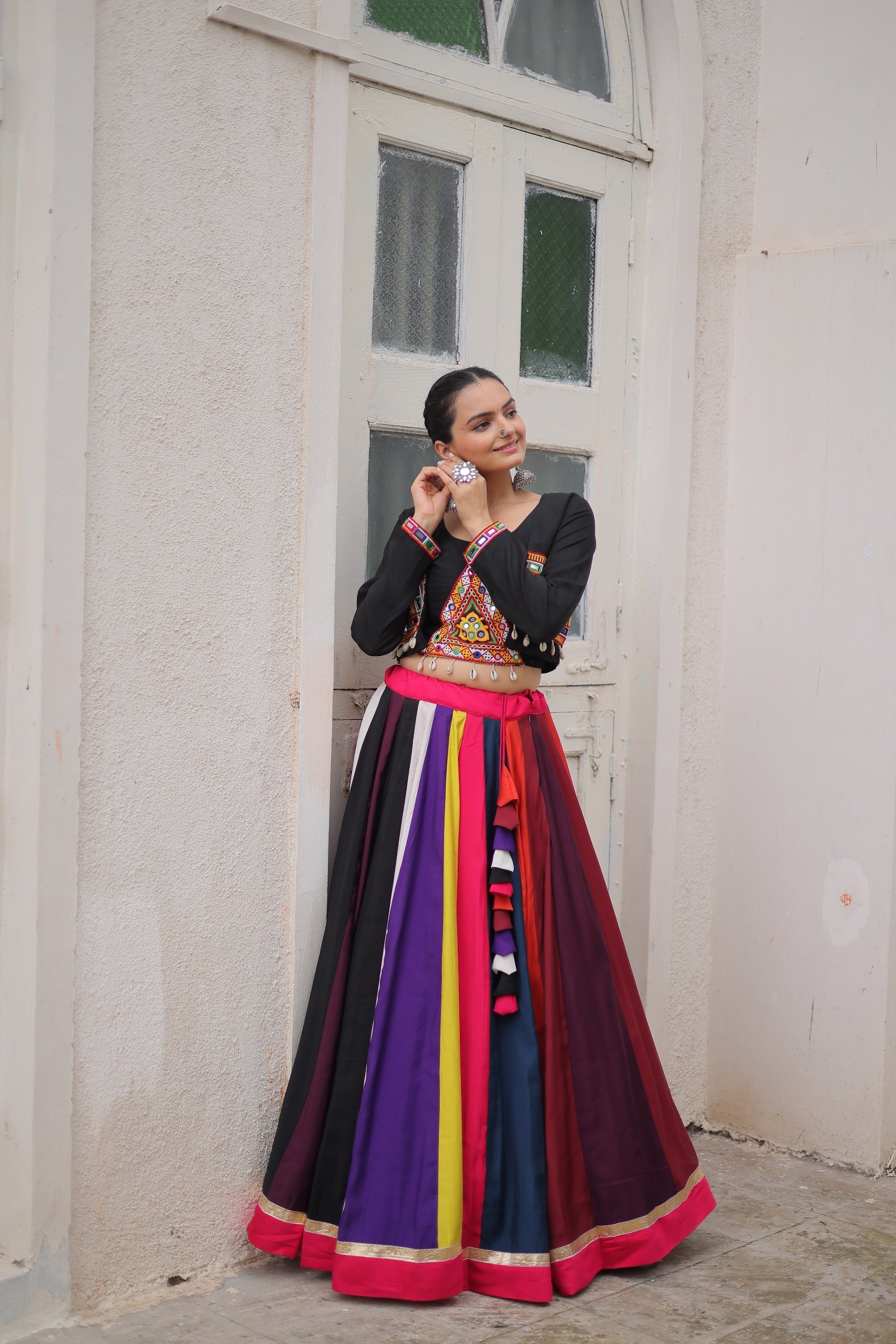 Womenline Multicolor Roman Navratri Lehenga Choli