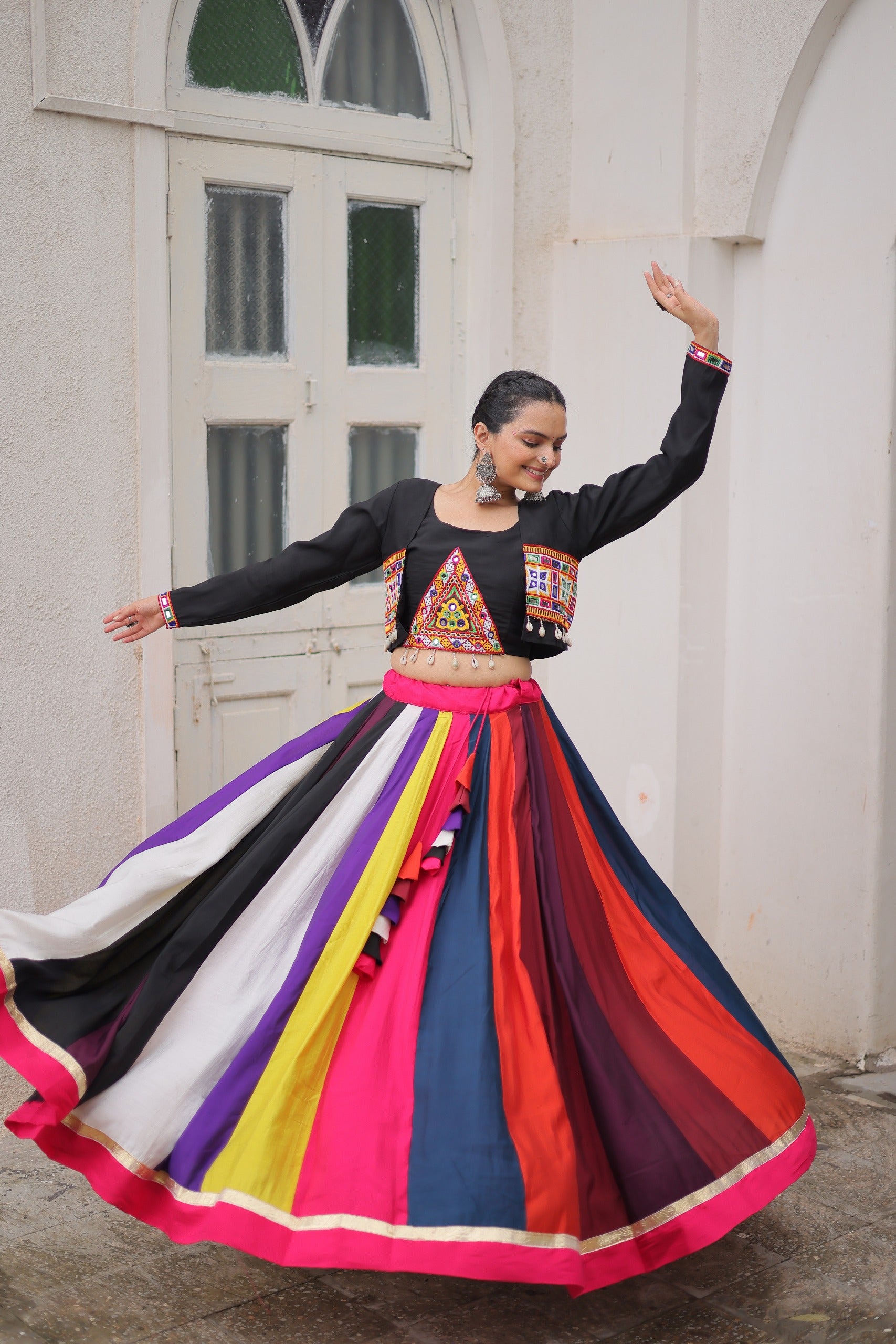 Womenline Multicolor Roman Navratri Lehenga Choli