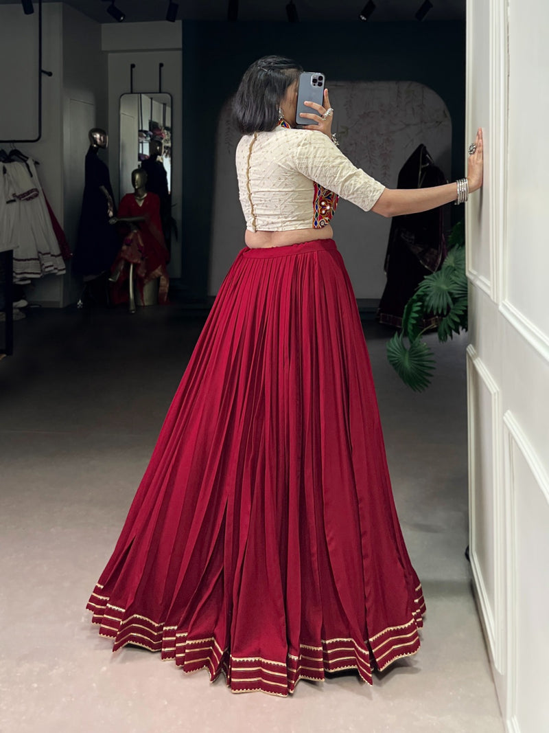 Womenline Maroon Color Pure Rayon Navratri Lehenga Choli