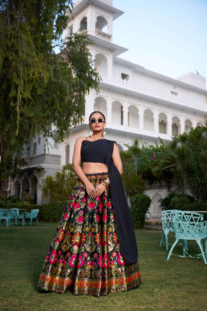 Womenline Banarasi Silk Stylish Lehenga Choli