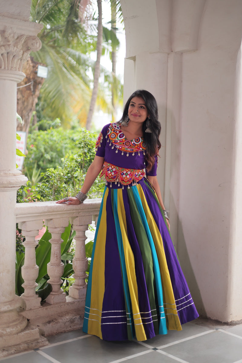 Womenline MultiColor Roman Gota Lace Work Navratri Lehenga Choli
