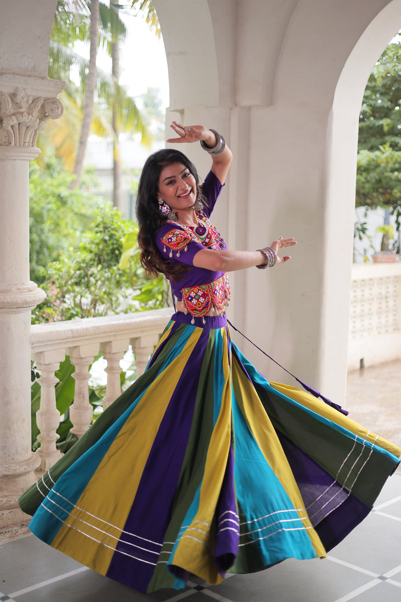 Womenline MultiColor Roman Gota Lace Work Navratri Lehenga Choli