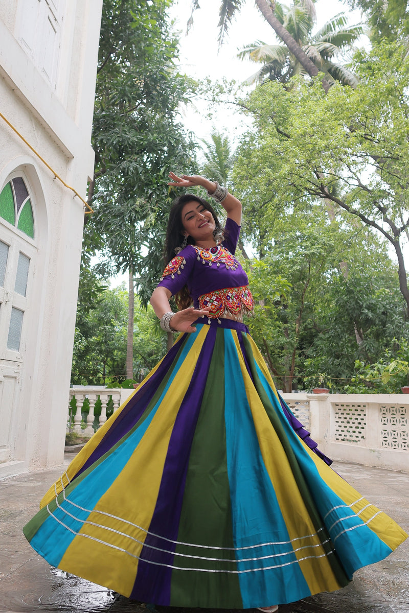 Womenline MultiColor Roman Gota Lace Work Navratri Lehenga Choli
