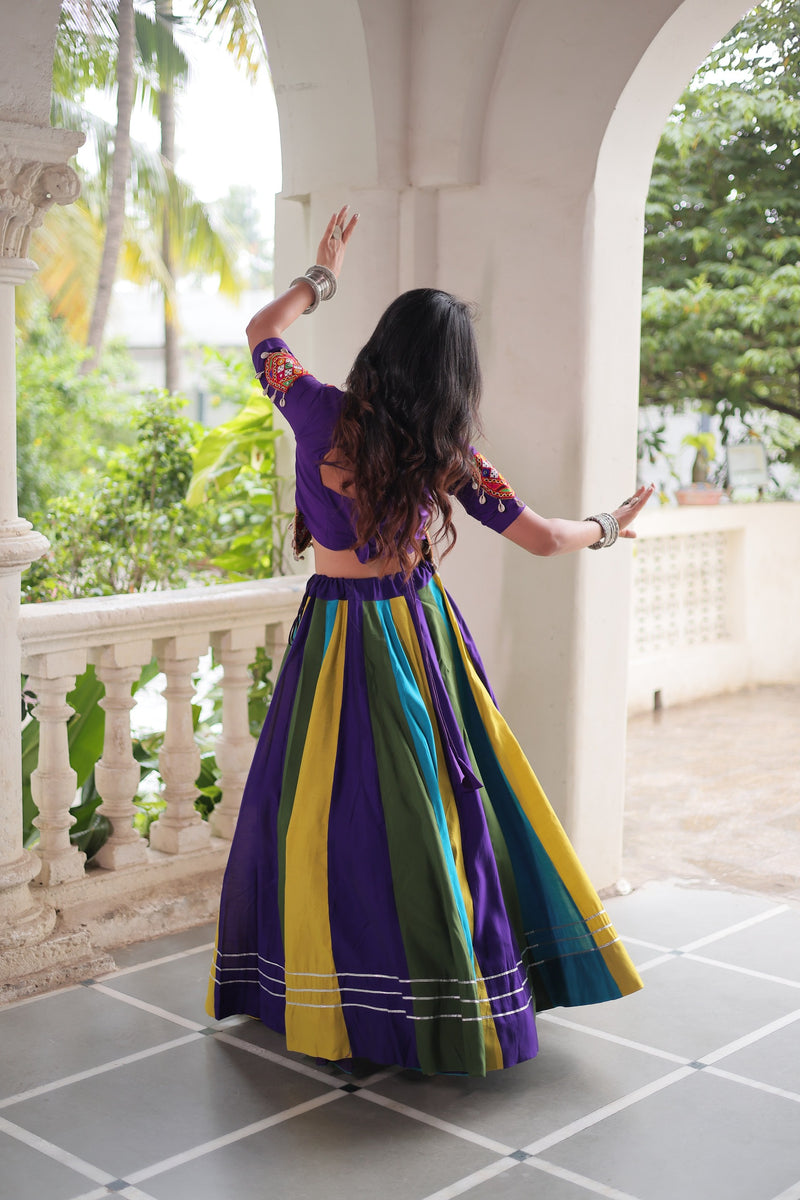 Womenline MultiColor Roman Gota Lace Work Navratri Lehenga Choli