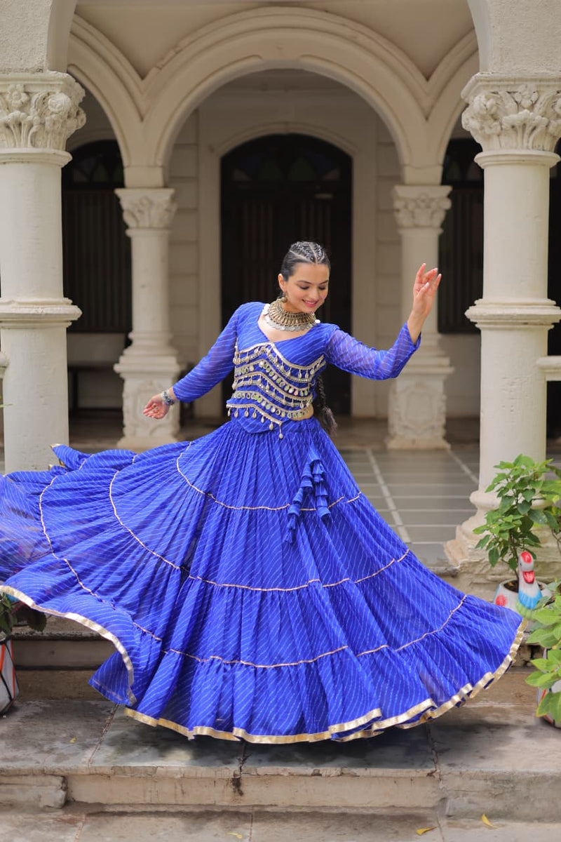 Womenline Blue Color Soft Georgette Navratri Lehenga Choli