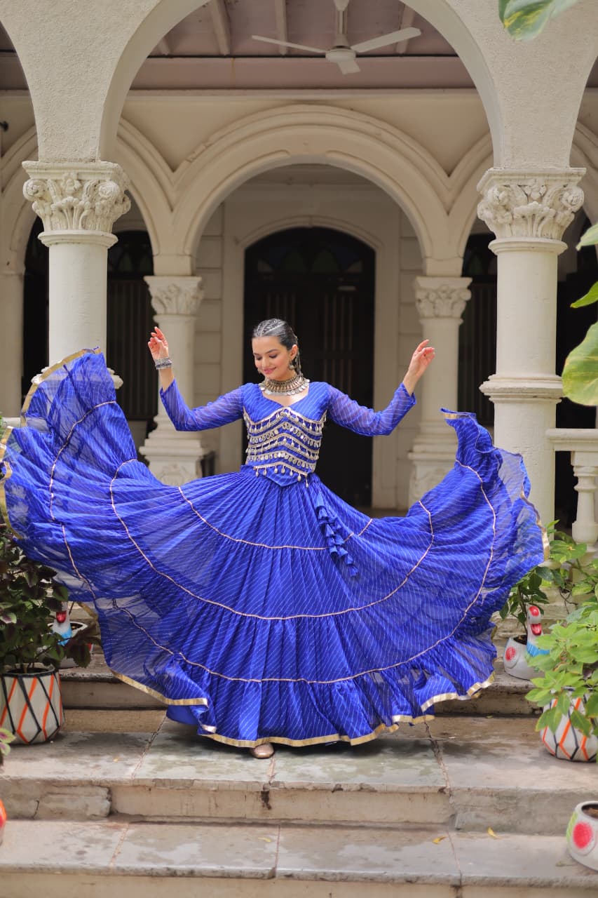 Womenline Blue Color Soft Georgette Navratri Lehenga Choli