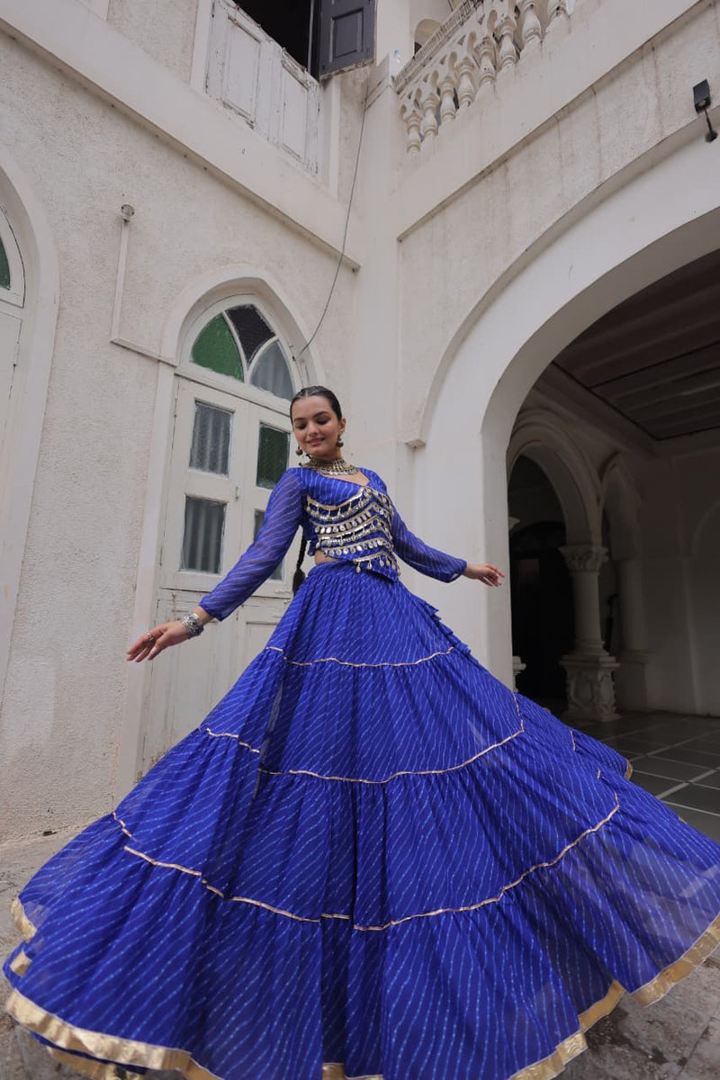 Womenline Blue Color Soft Georgette Navratri Lehenga Choli