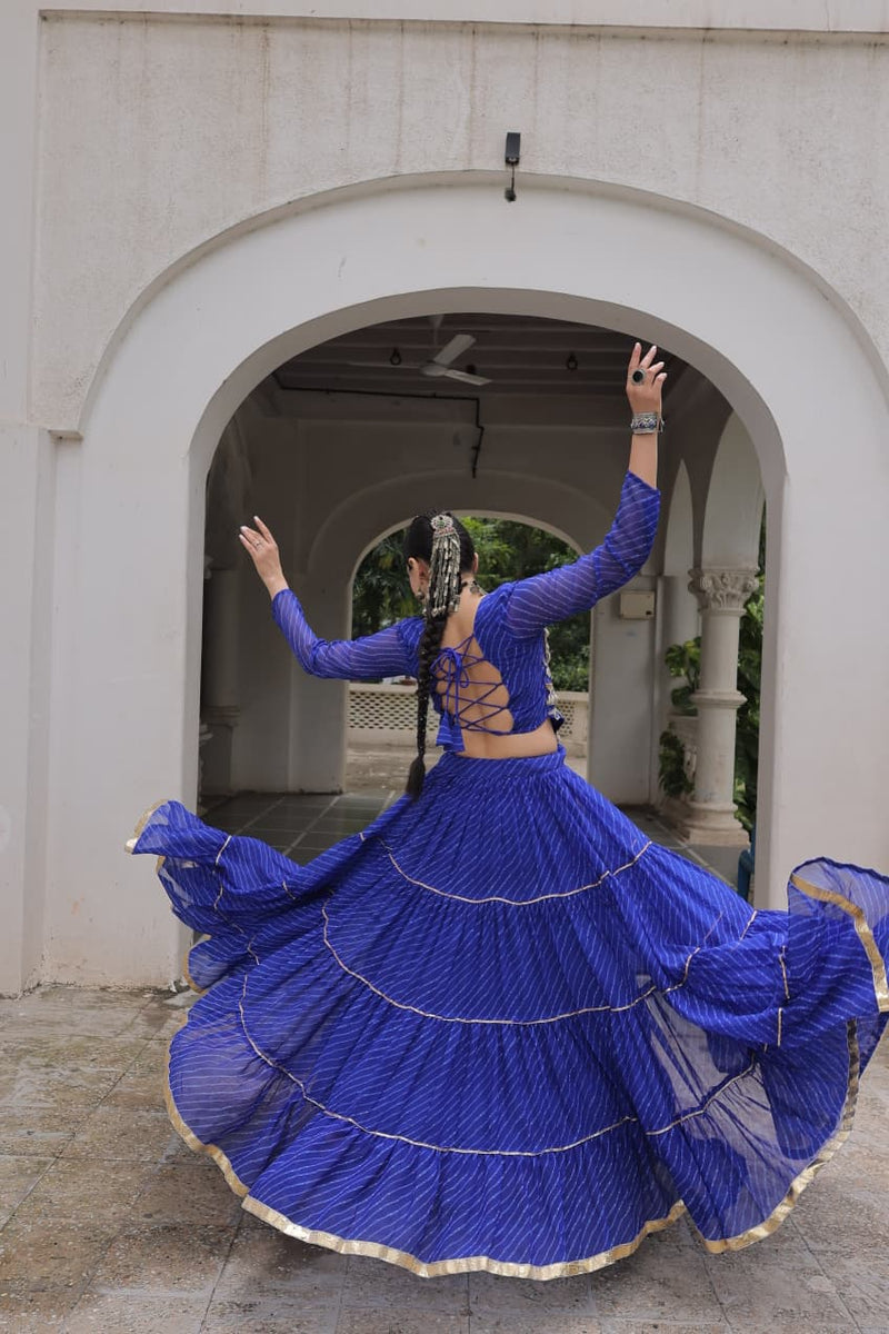 Womenline Blue Color Soft Georgette Navratri Lehenga Choli