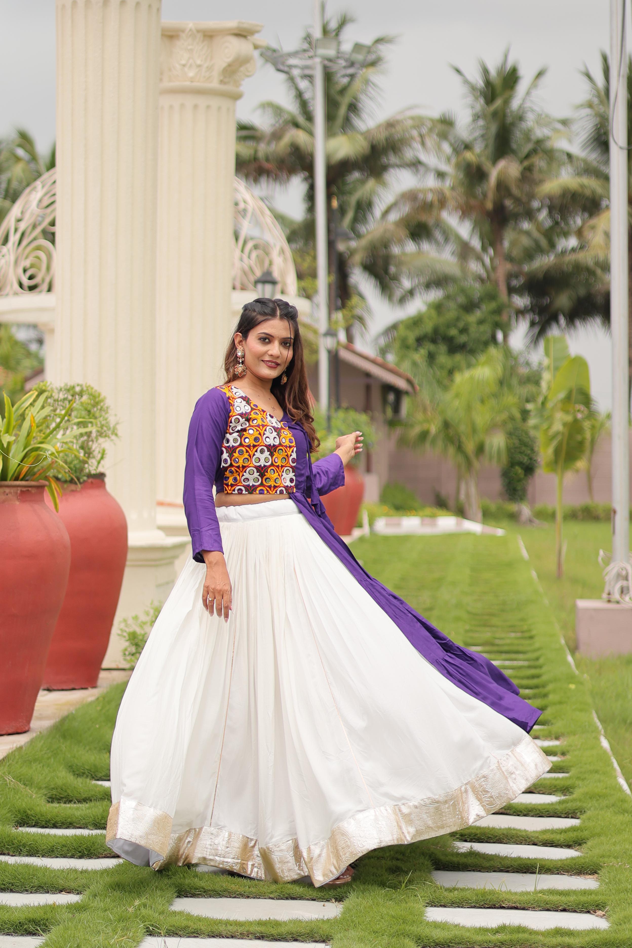 Womenline Purple Color Cotton Navratri Lehenga Choli