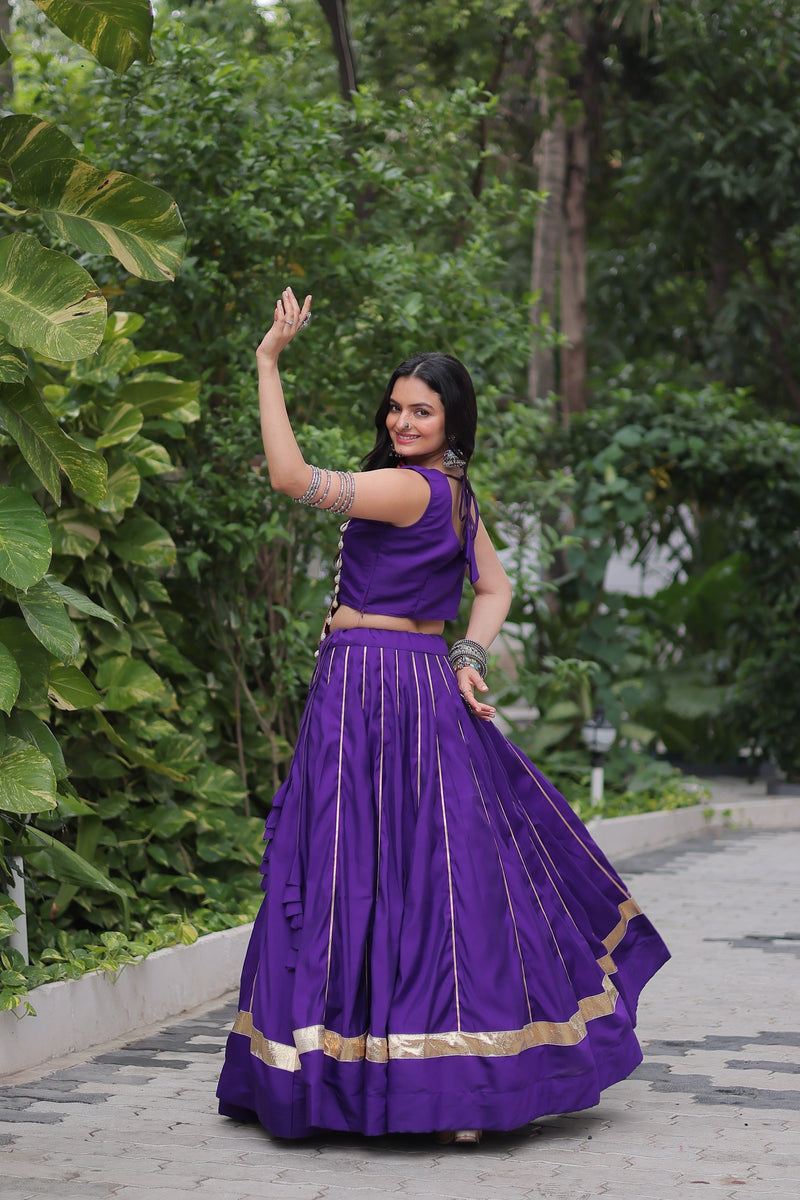 Womenline Purple Color Roman Attractive Gota Patti Navratri Lehenga Choli