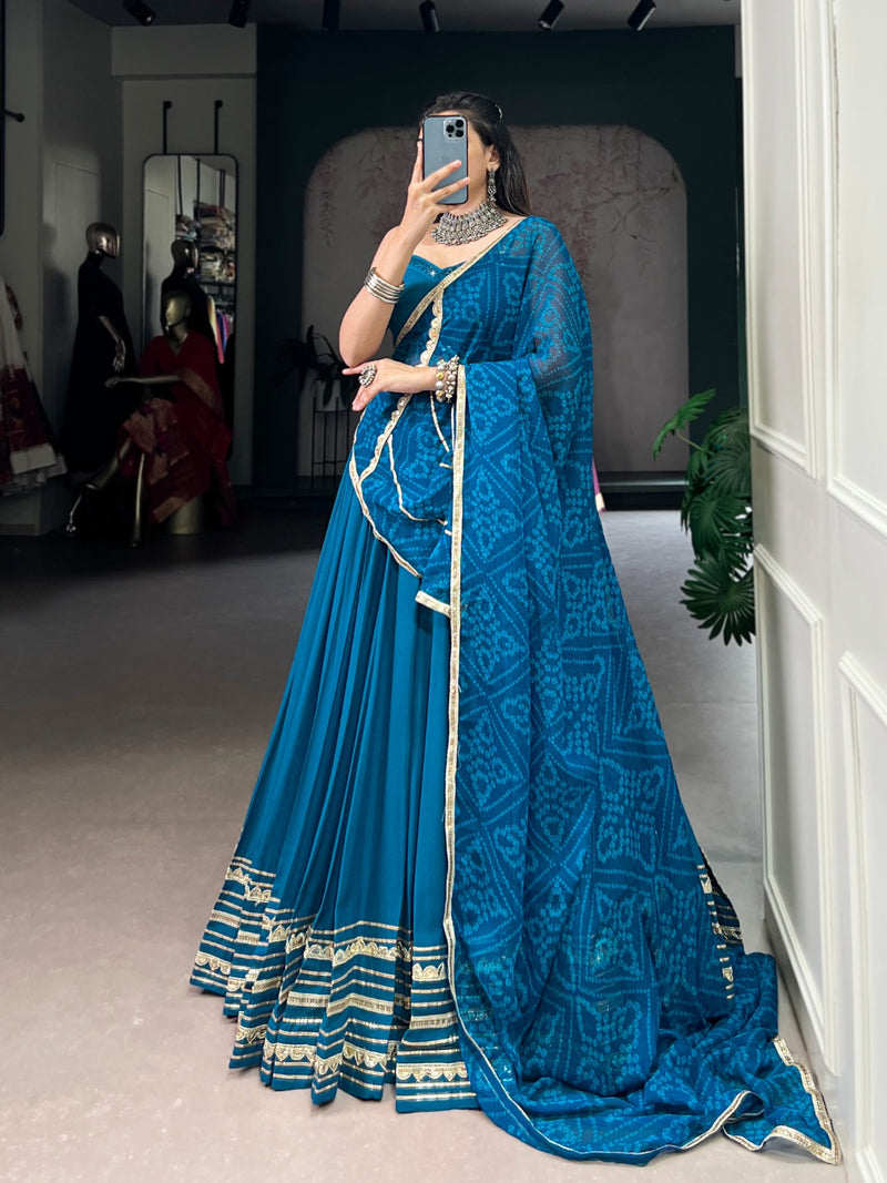 Womenline Classic Teal Green Color Pure Rayon Navratri Lehenga Choli