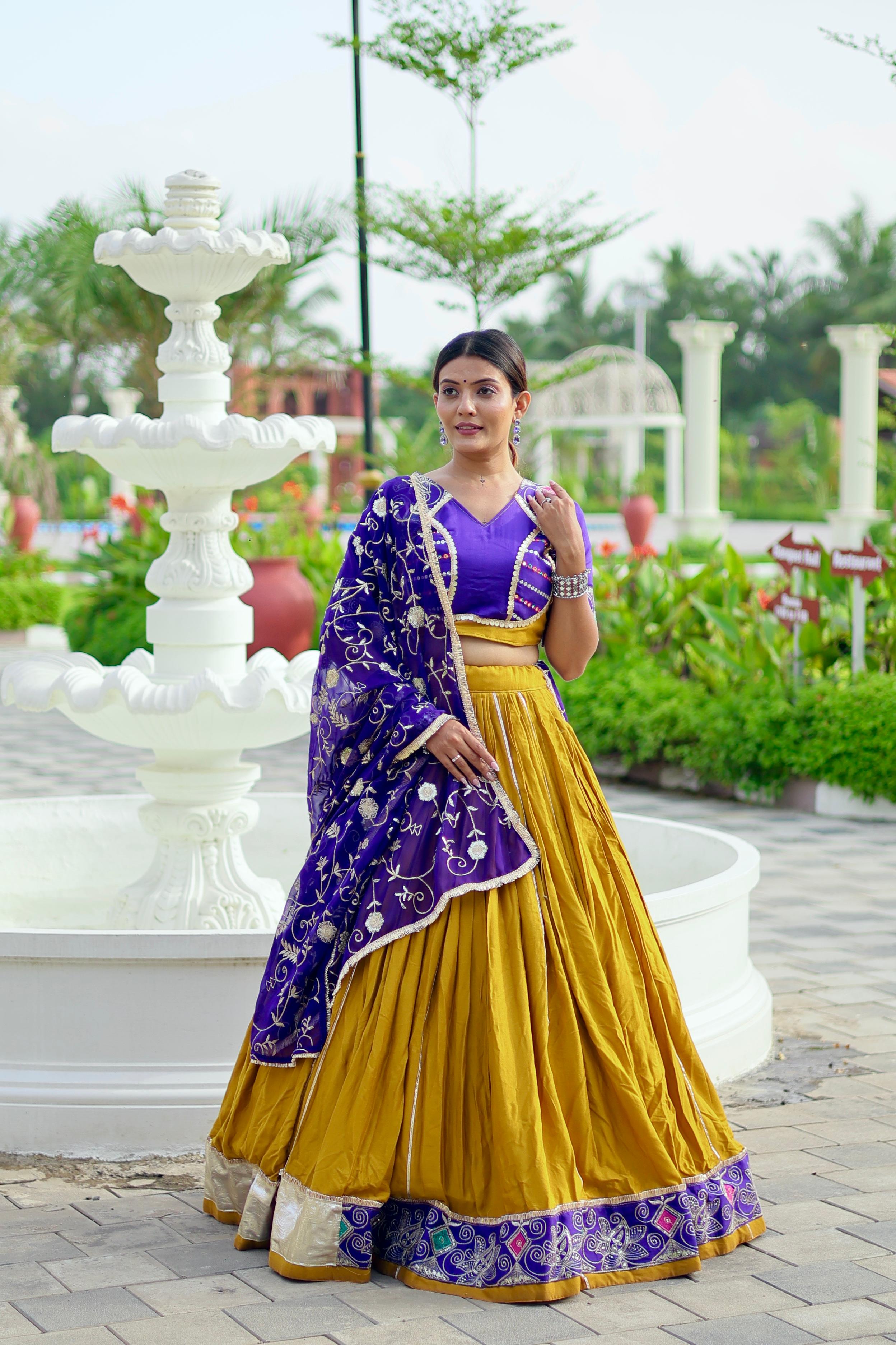 Womenline Musted Color Cotton Navratri Lehenga Choli