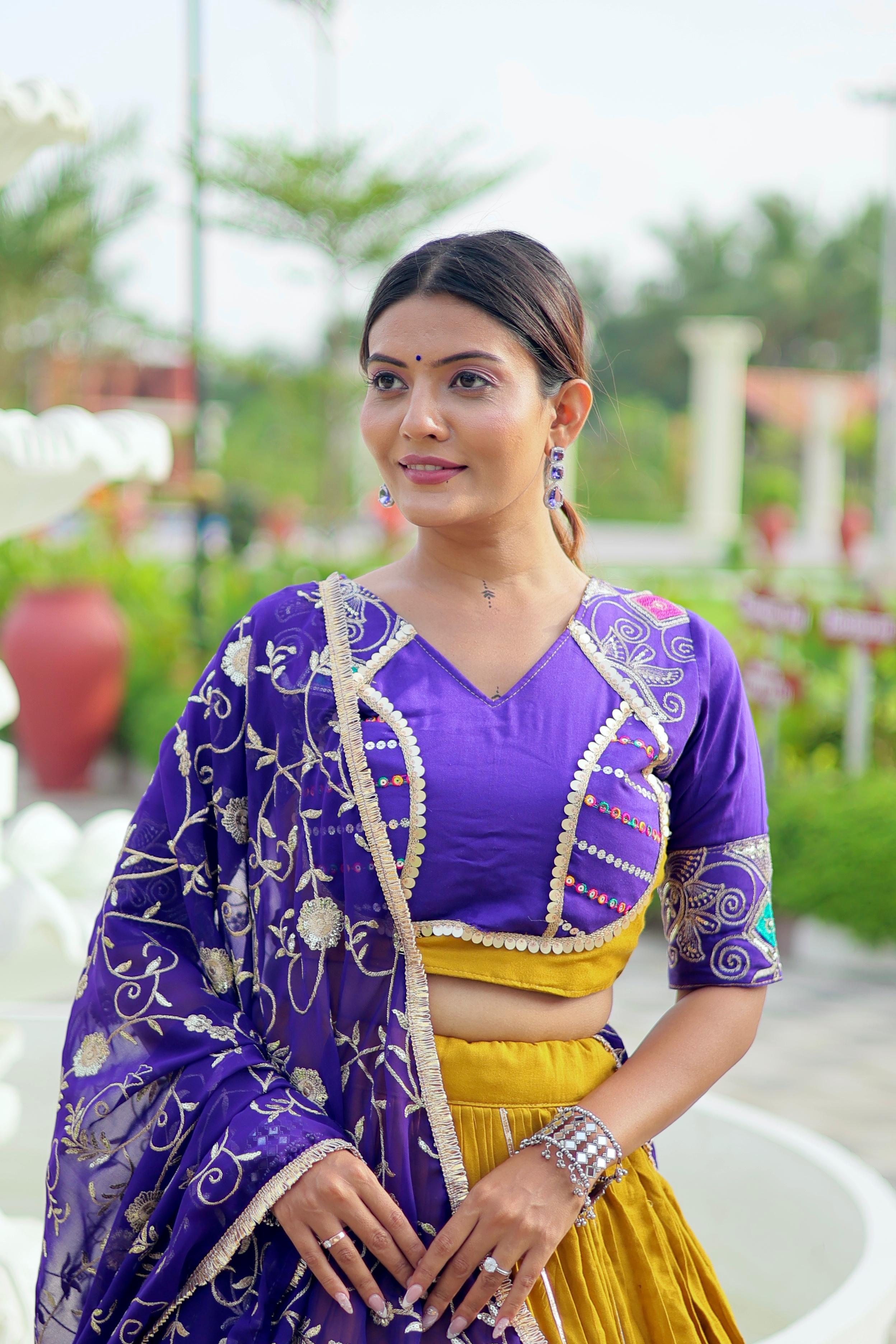 Womenline Musted Color Cotton Navratri Lehenga Choli