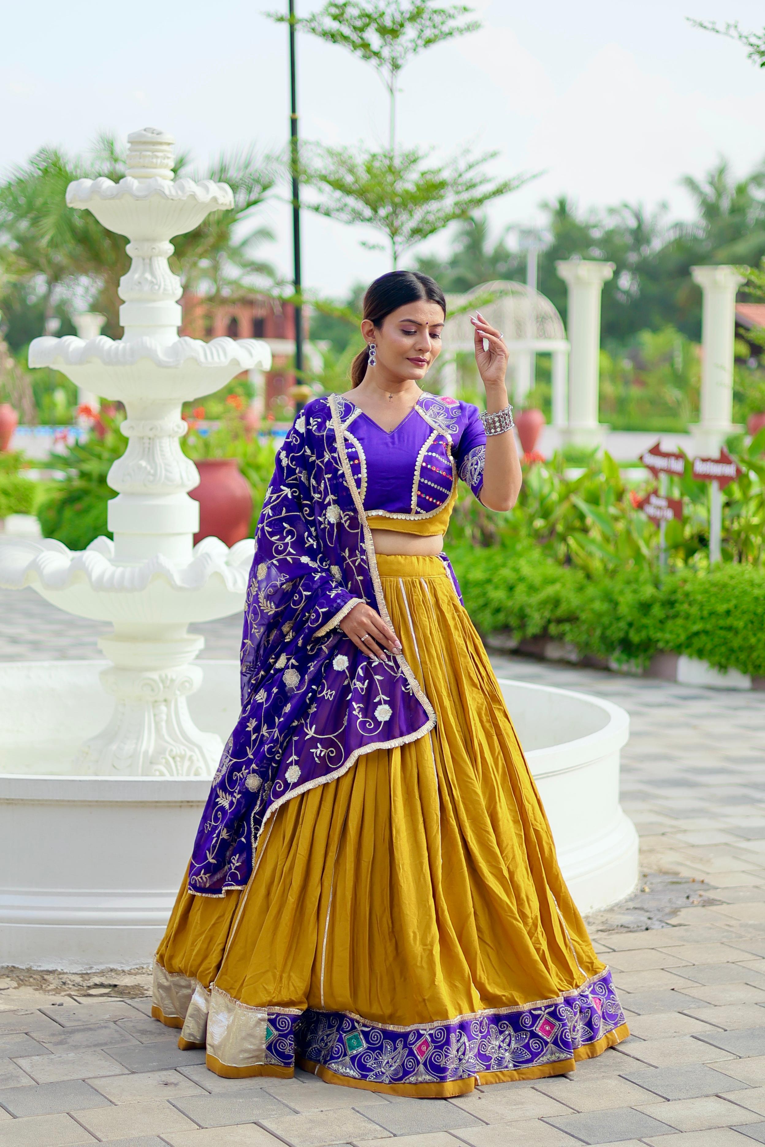 Womenline Musted Color Cotton Navratri Lehenga Choli
