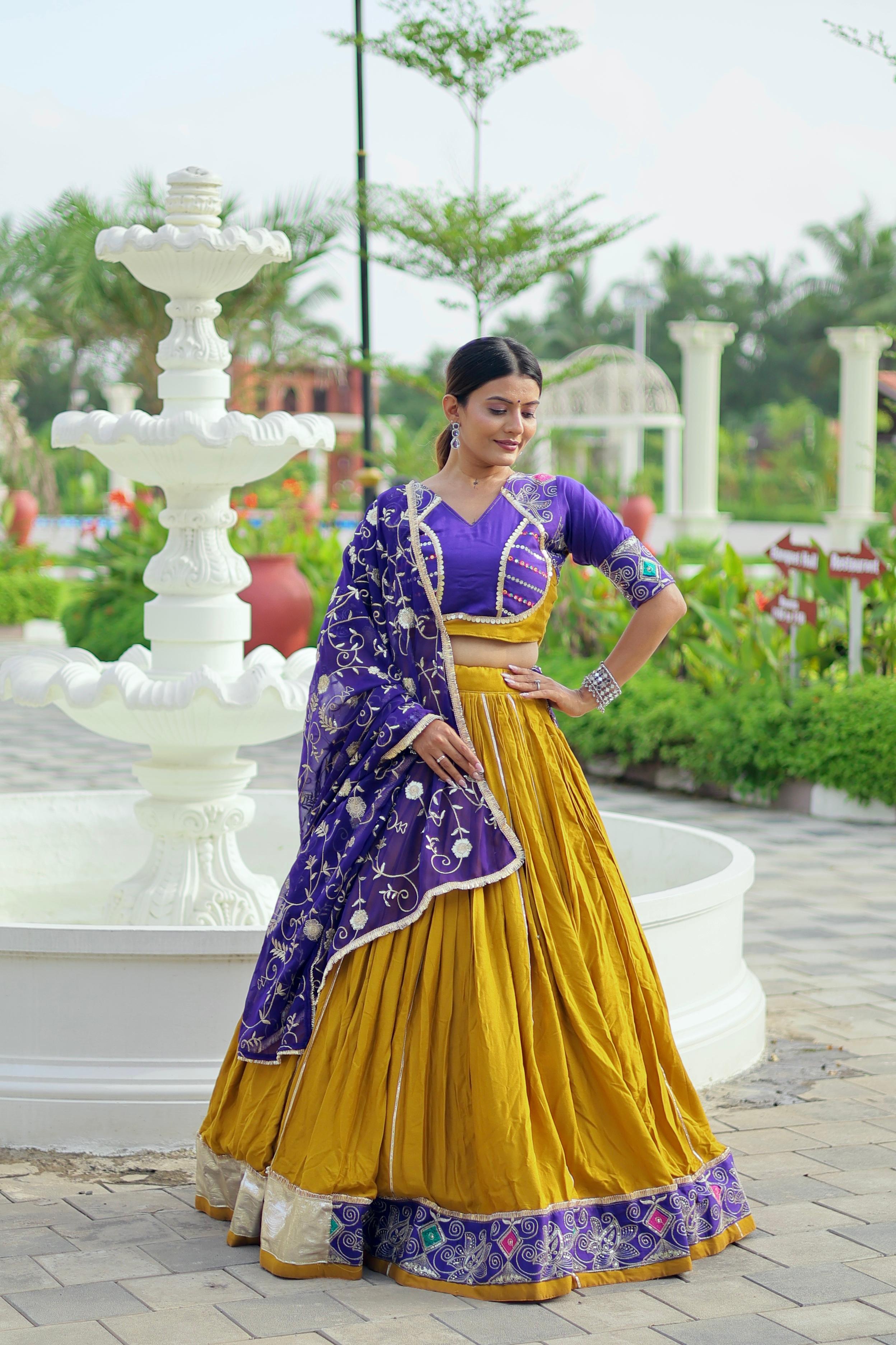 Womenline Musted Color Cotton Navratri Lehenga Choli