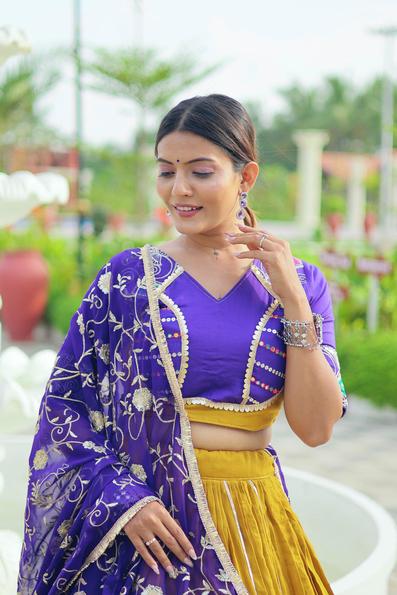 Womenline Musted Color Cotton Navratri Lehenga Choli