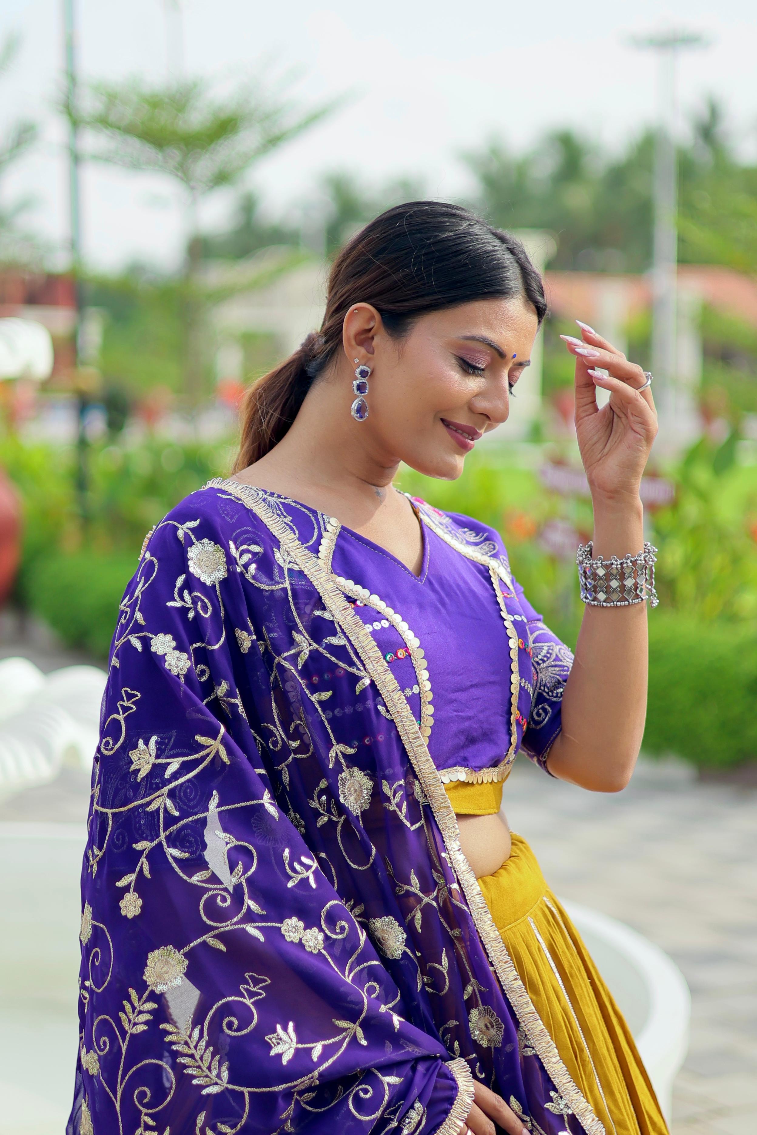 Womenline Musted Color Cotton Navratri Lehenga Choli