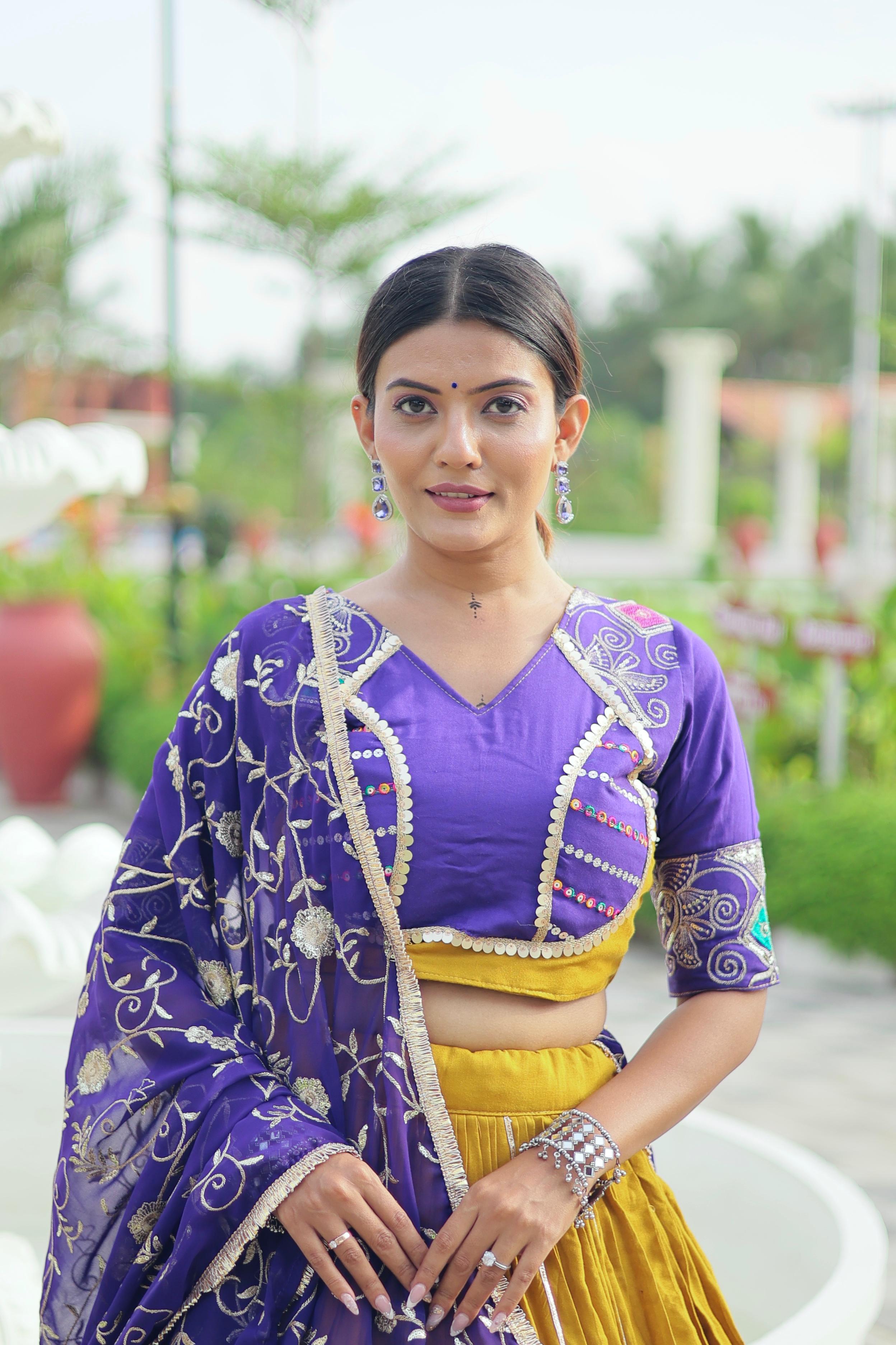 Womenline Musted Color Cotton Navratri Lehenga Choli