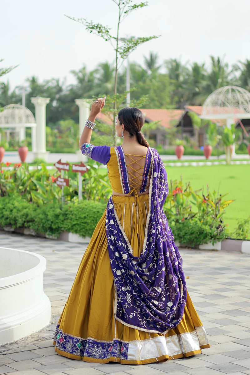Womenline Musted Color Cotton Navratri Lehenga Choli