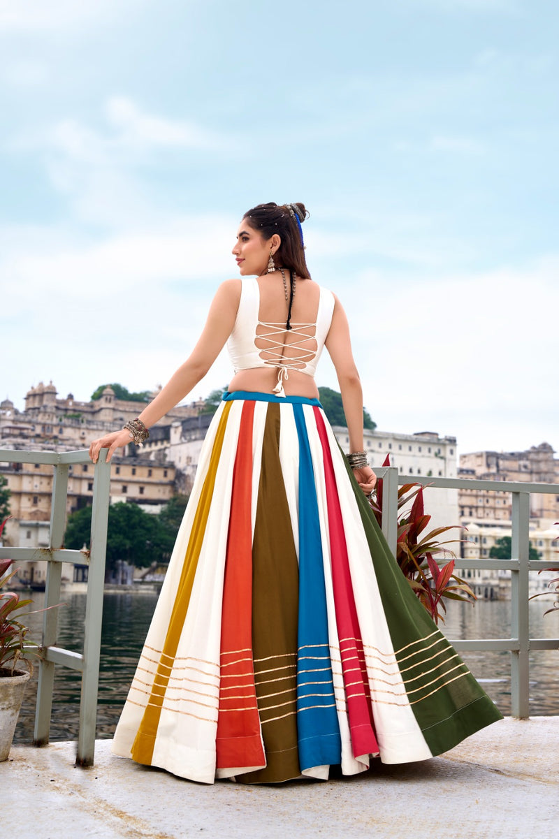 Womenline Vibrant Multi-Color Pure Rayon Gamthi Navratri Lehenga Choli