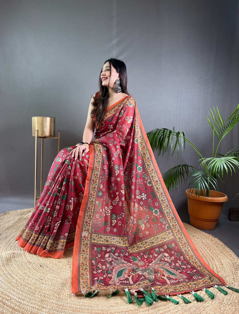 WomenLine Raksha Pink Banarasi silk