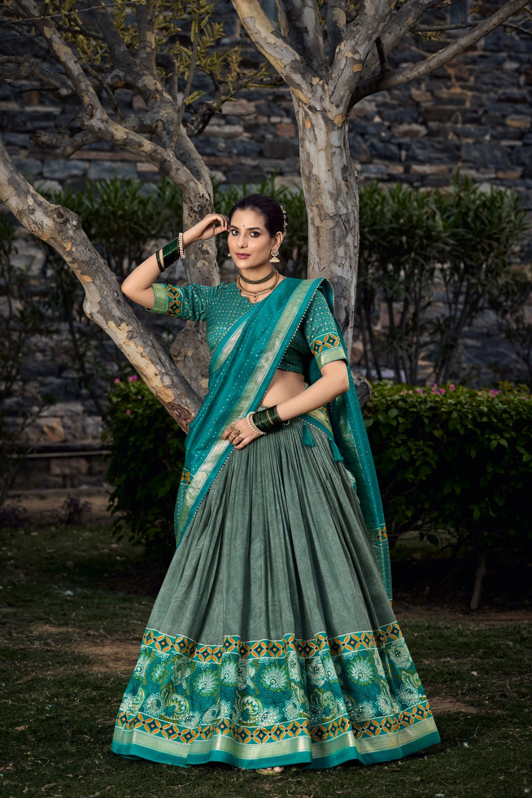 Womenlibne Tussar Silk Lehenga Choli