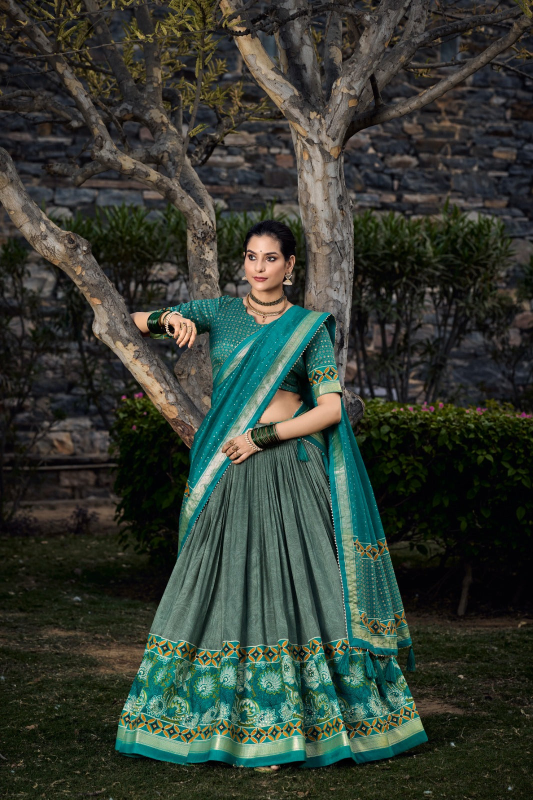 Womenlibne Tussar Silk Lehenga Choli