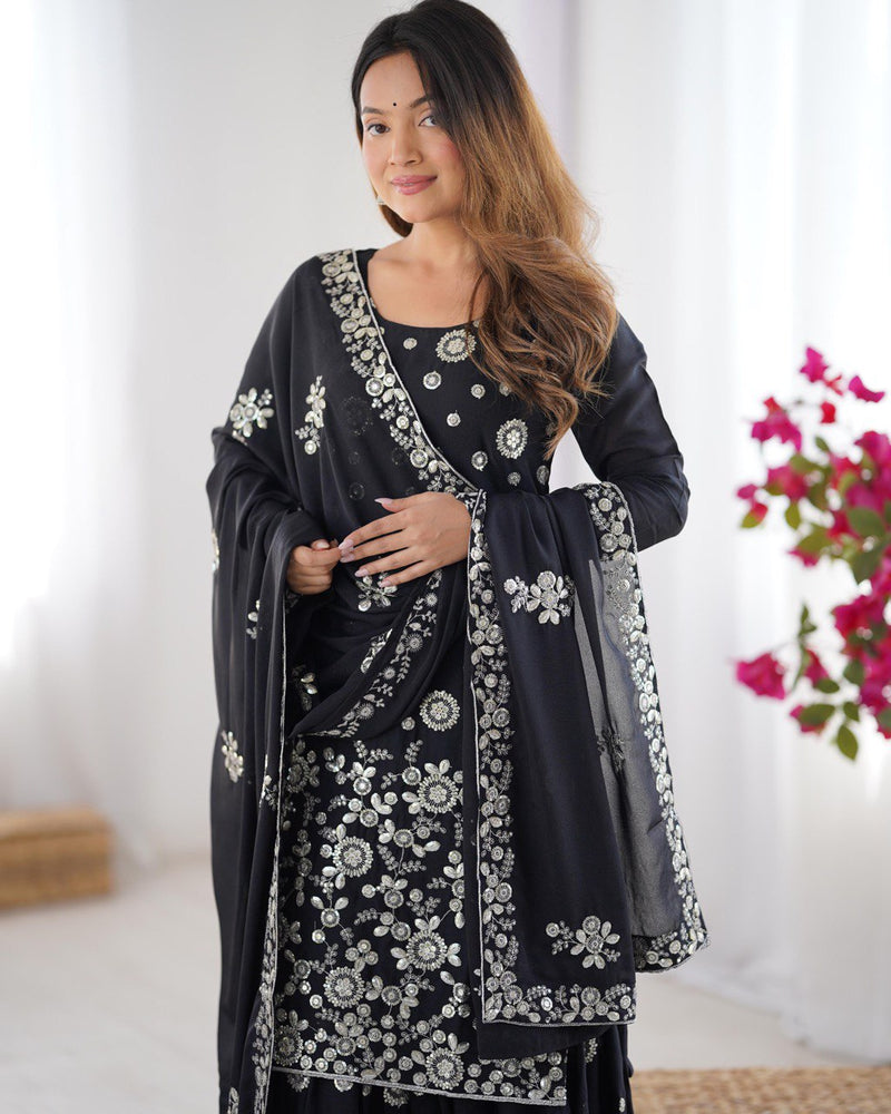 Womenline Black Color Sharara