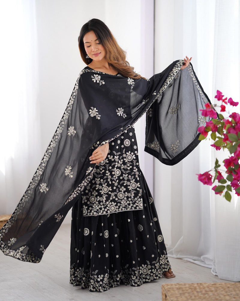 Womenline Black Color Sharara