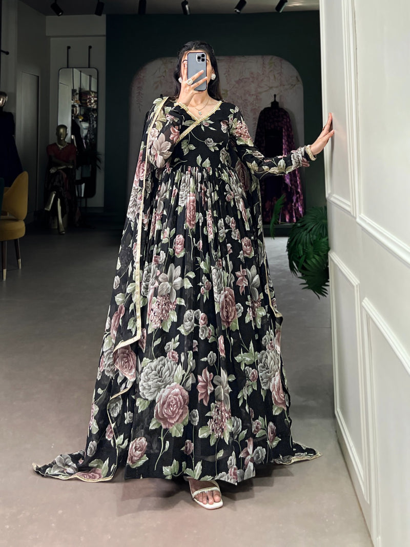 Womenline Black Color flowing grace Gown