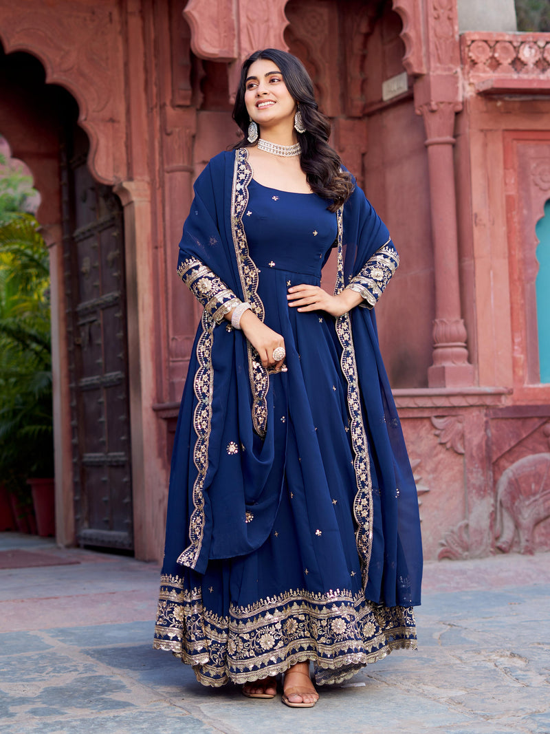 Womenline Blue Color Designer Gown