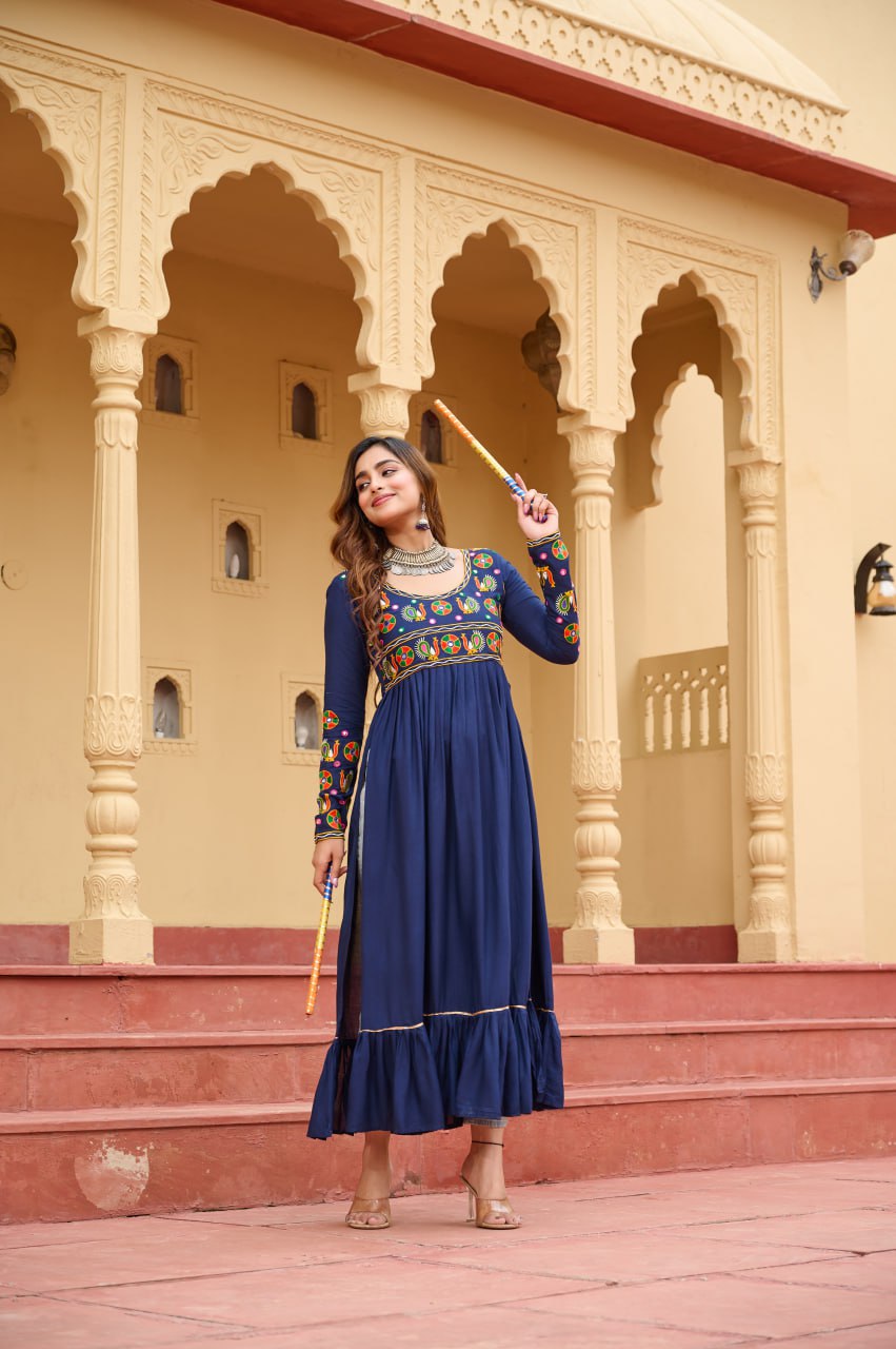 Womenline Blue Color  Reyon Navratri Kurti