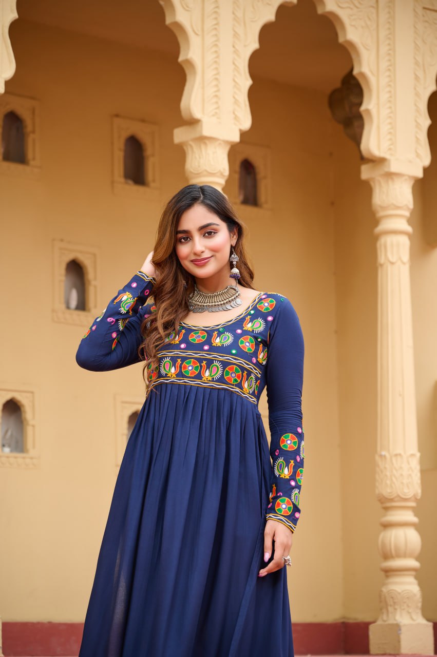 Womenline Blue Color  Reyon Navratri Kurti