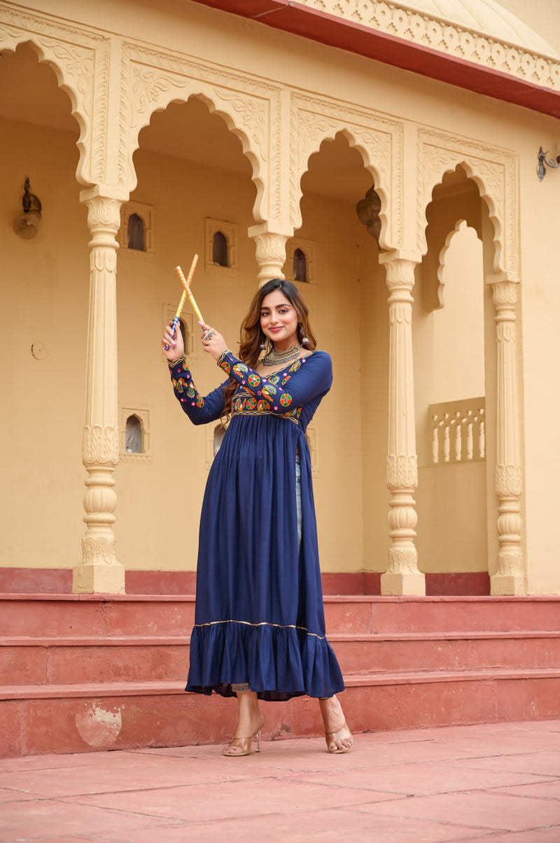 Womenline Blue Color  Reyon Navratri Kurti