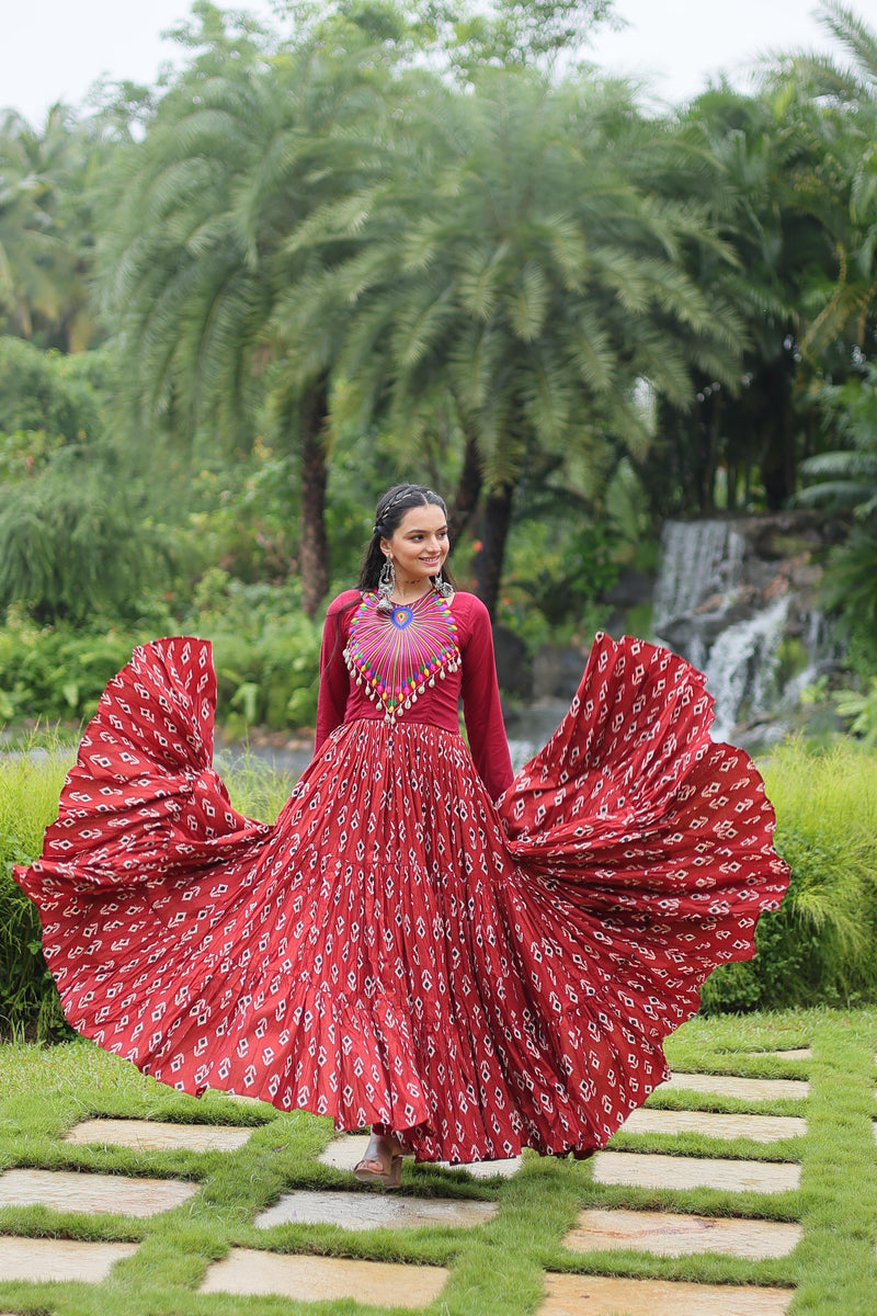 Womenline Designer Printed Navratri Gown
