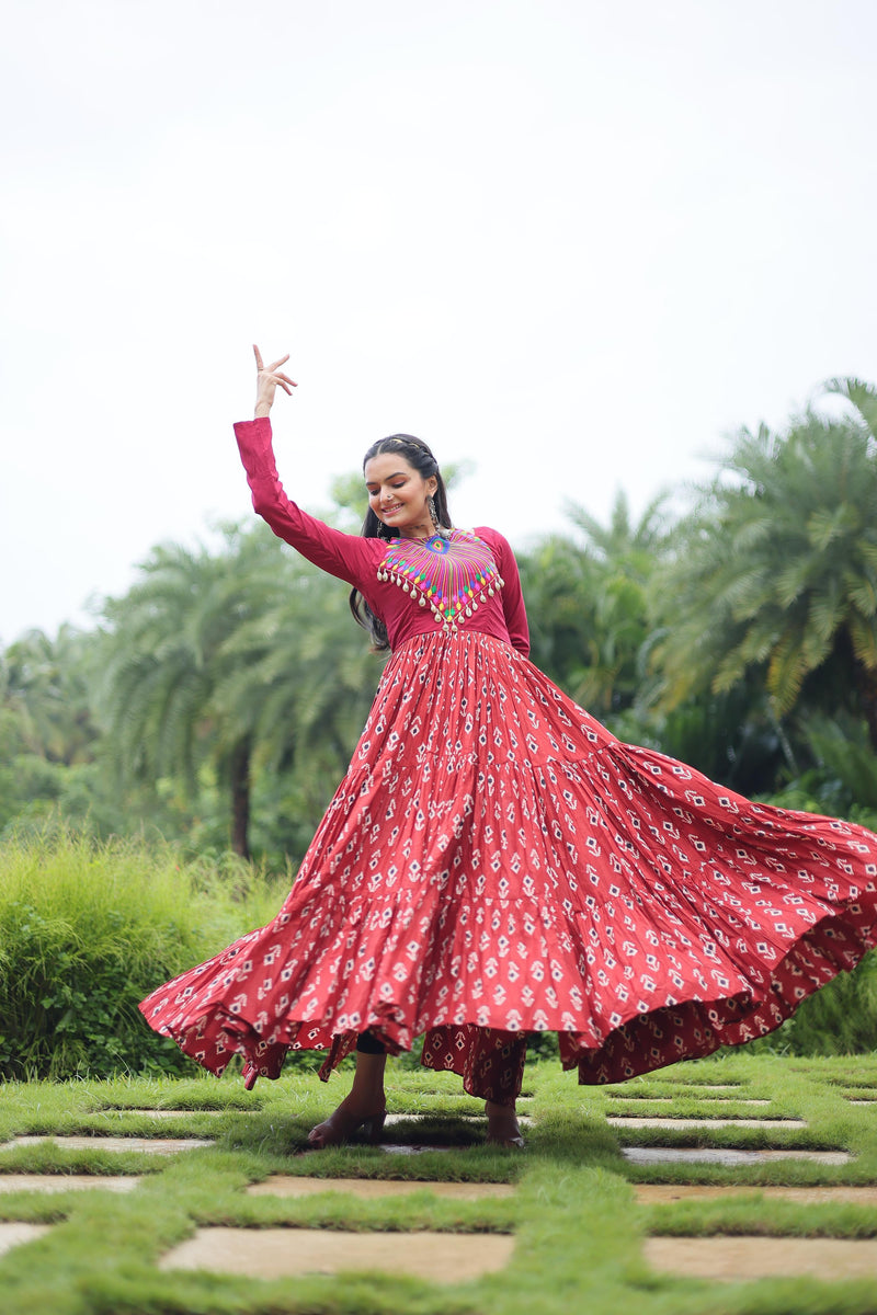 Womenline Designer Printed Navratri Gown