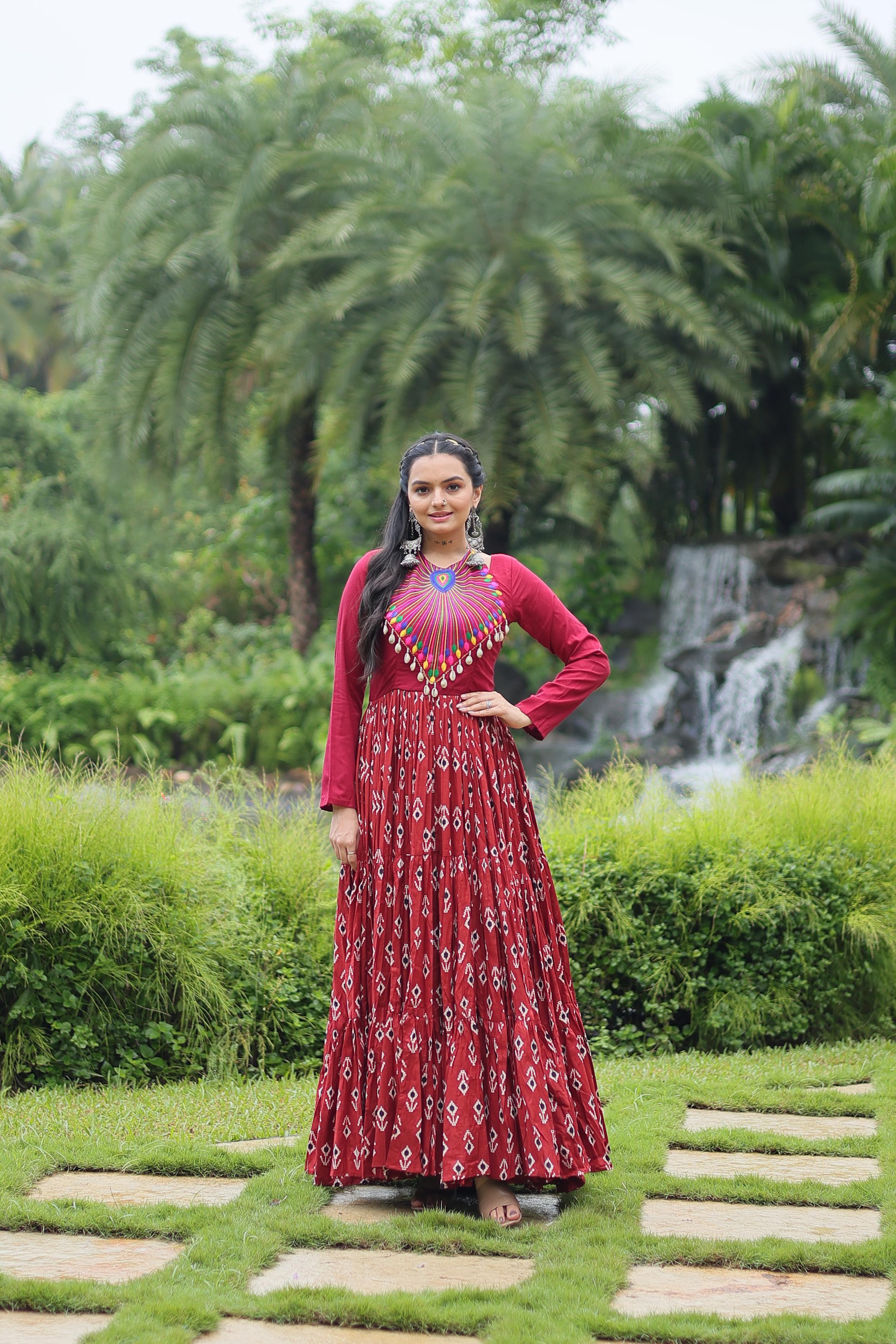 Womenline Designer Printed Navratri Gown