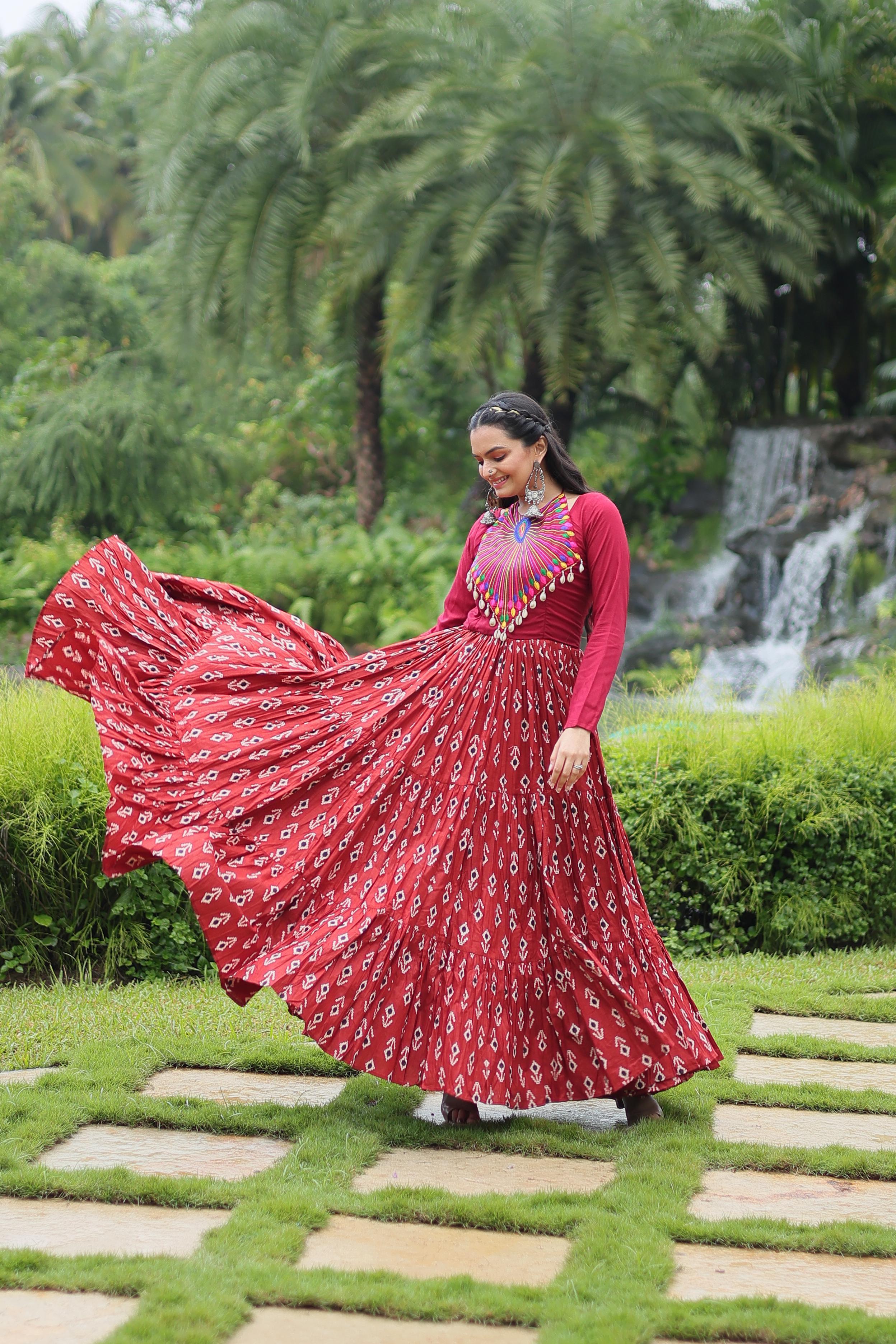 Womenline Designer Printed Navratri Gown