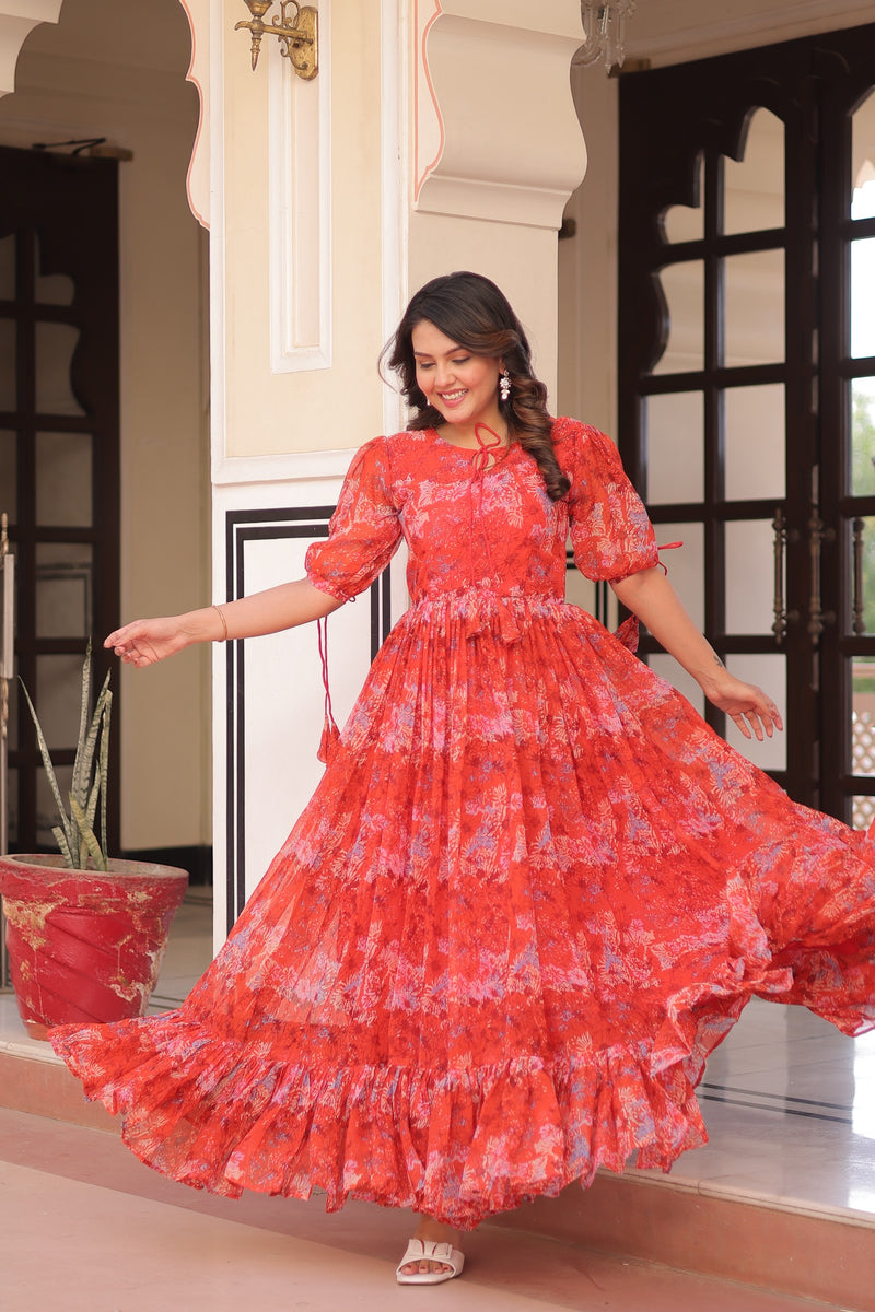 Womenline Faux Georgette Full Flair Gown
