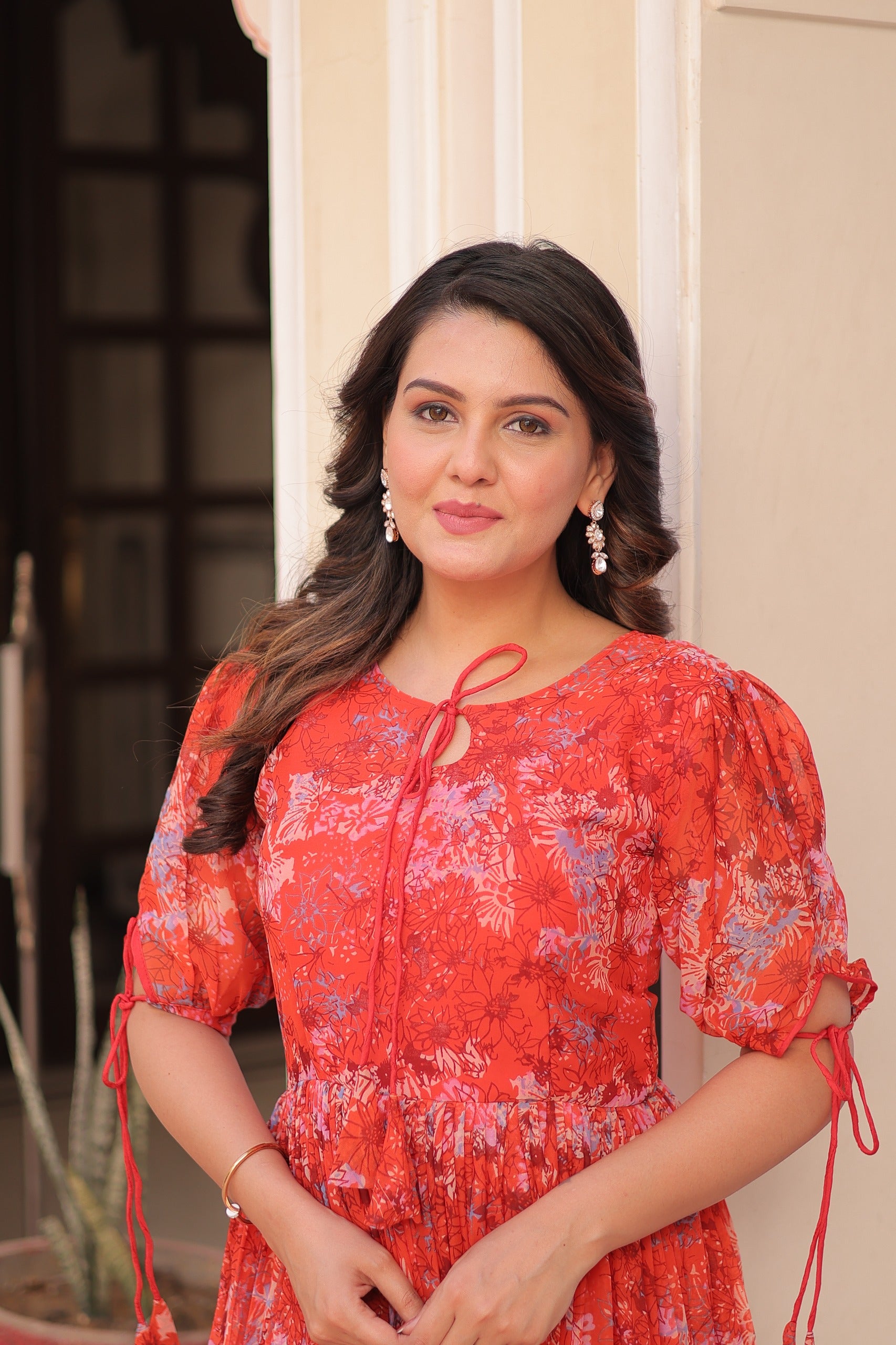 Womenline Faux Georgette Full Flair Gown