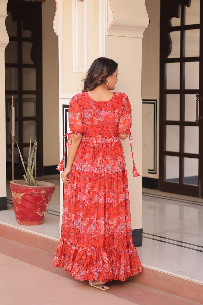Womenline Faux Georgette Full Flair Gown