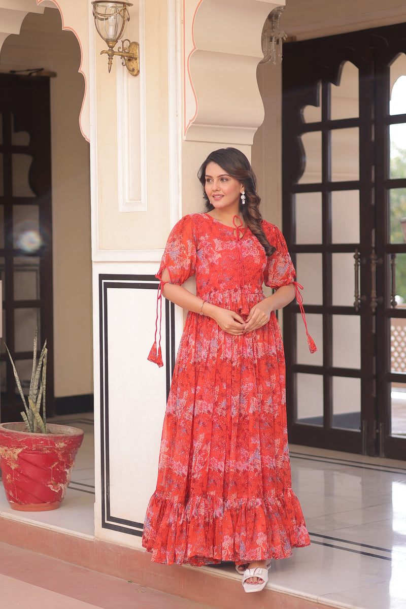 Womenline Faux Georgette Full Flair Gown